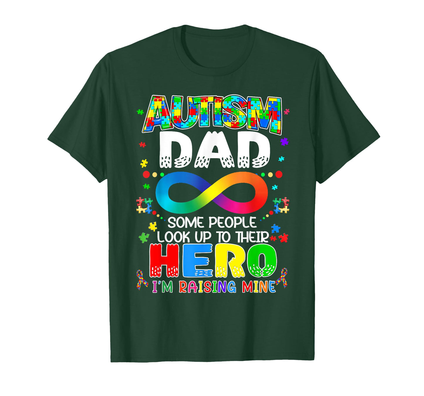 Autism Dad Raising Hero Groovy Father Autism Awareness T-Shirt