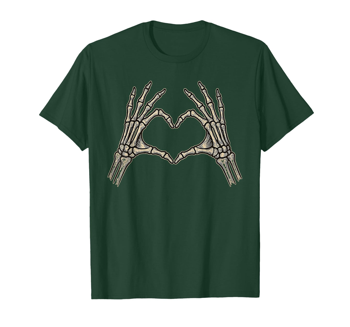 Retro Skeleton Hands Heart Sign Halloween Costume Women Girl T-Shirt
