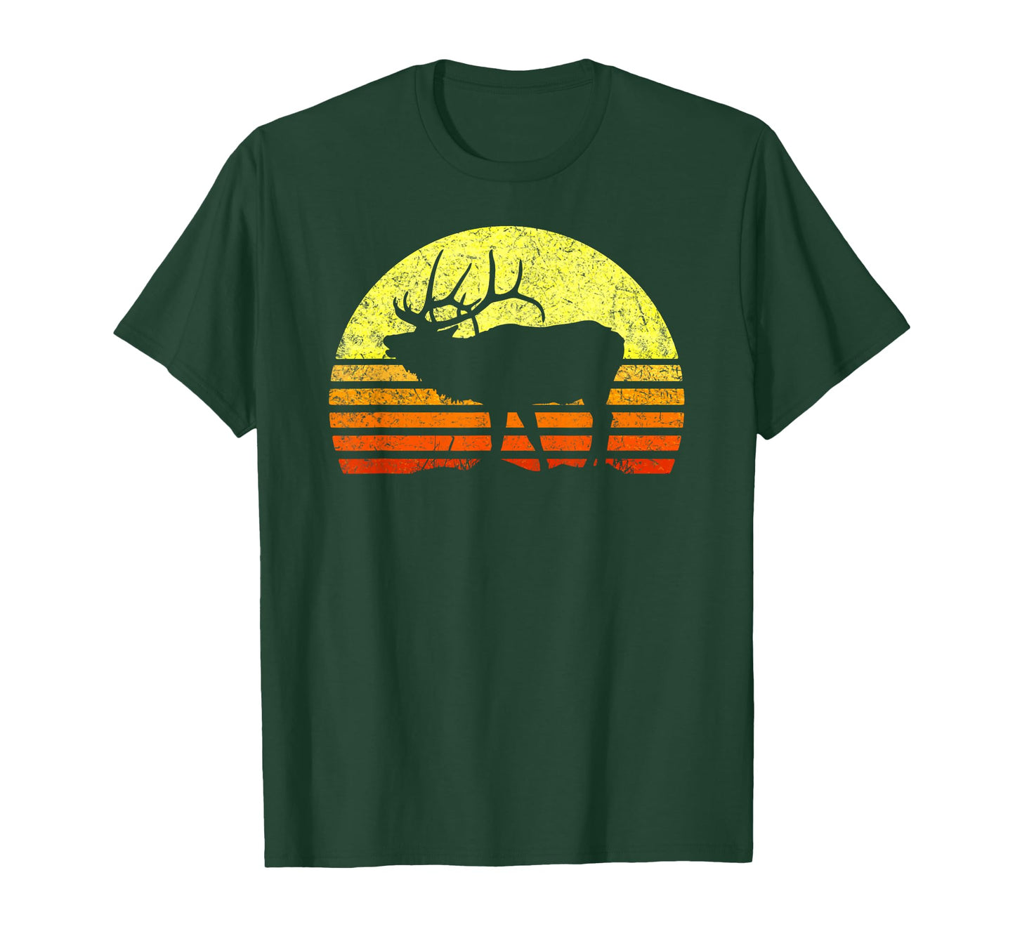 American Elk Hunter Dad Vintage Retro Sun Bow Hunting Gift T-Shirt