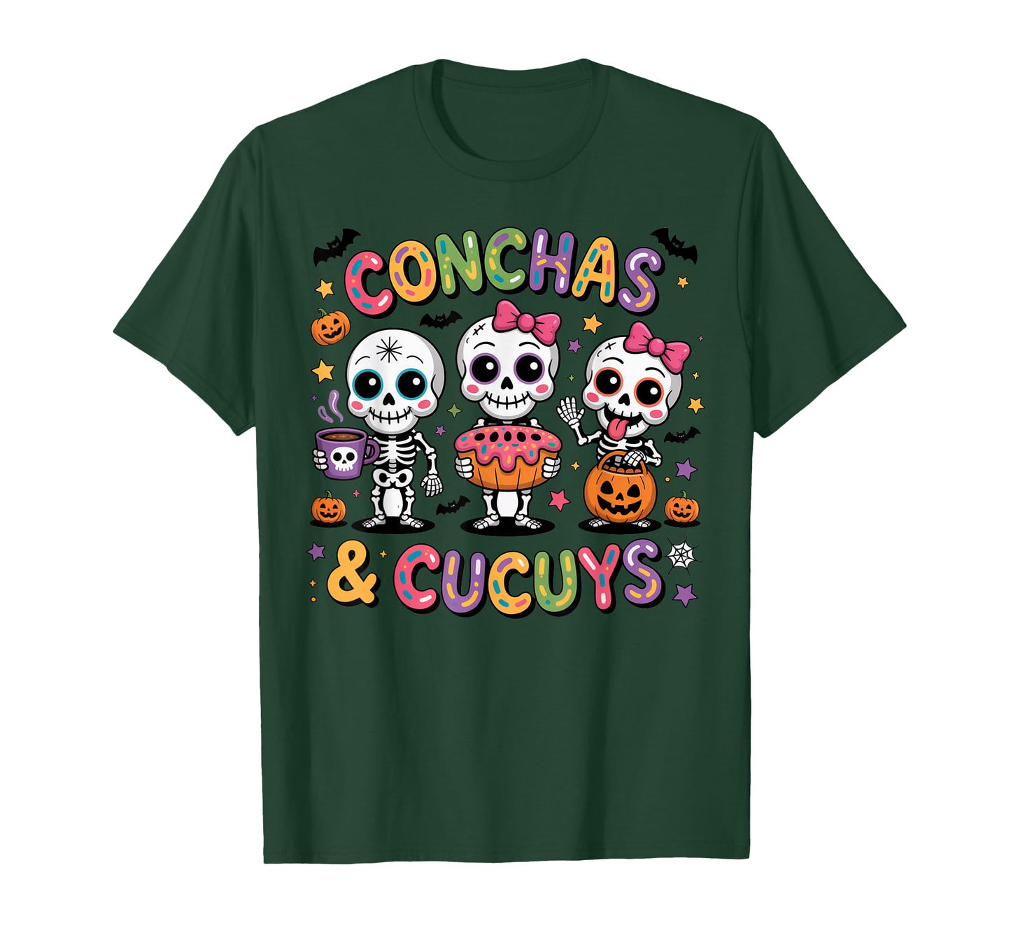 Conchas and Cucuys Funny Halloween Mexican Skeleton T-Shirt