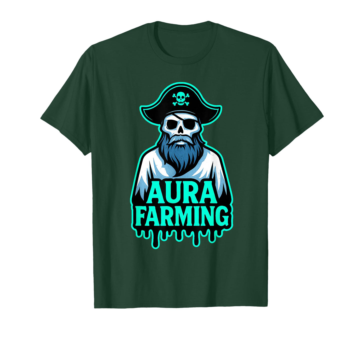 Funny Aura Farming Halloween Ghost Pirate Teen Slang Rizz T-Shirt