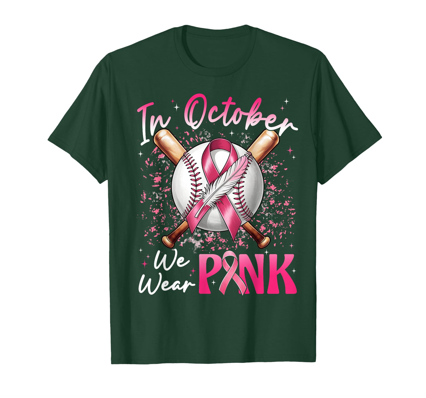 Baseball Breast Cancer Awareness In October We Wear Pink T-Shirt