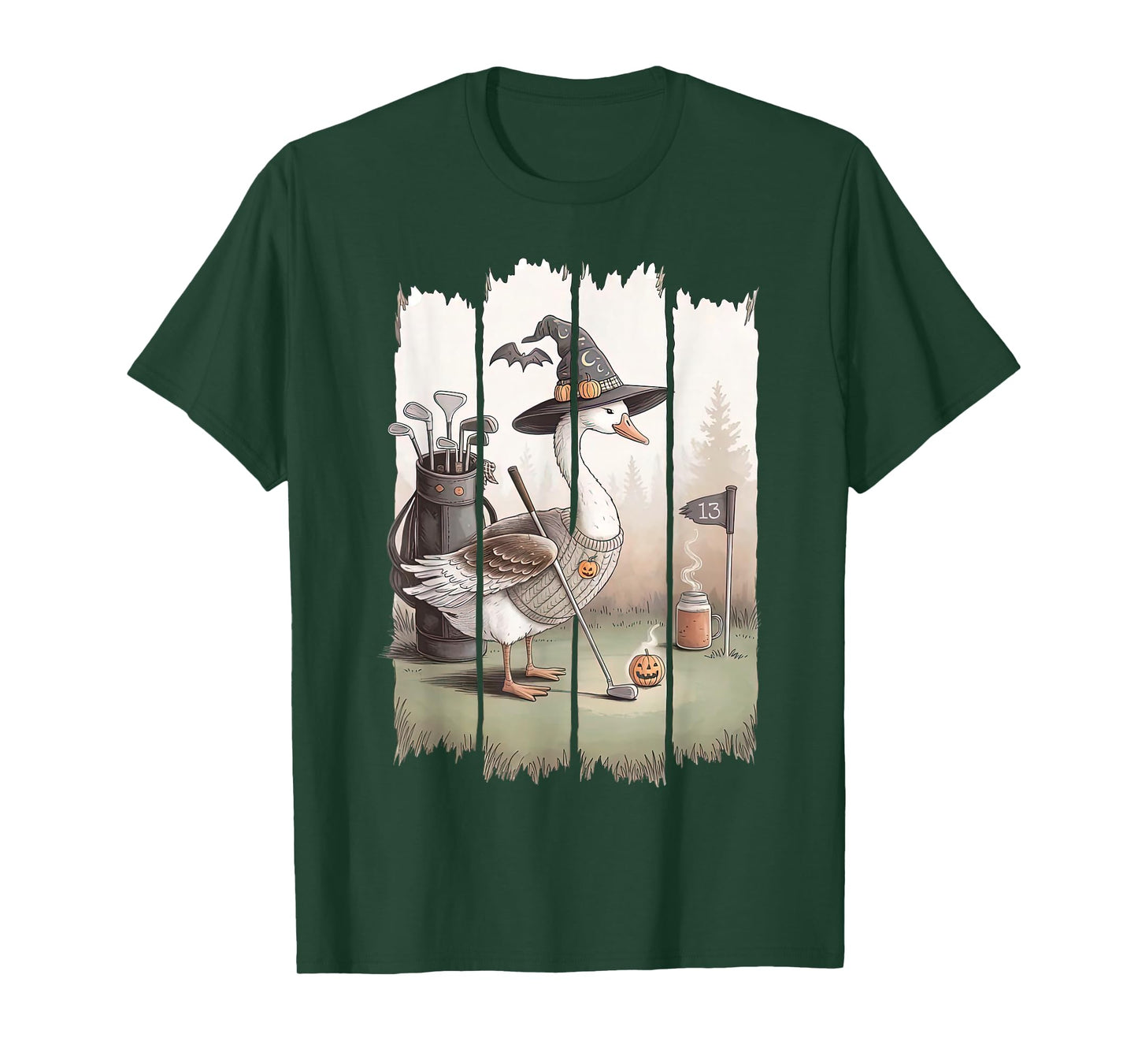Silly Goose Spooky Golf Swing Halloween Golfer Skeleton Men T-Shirt