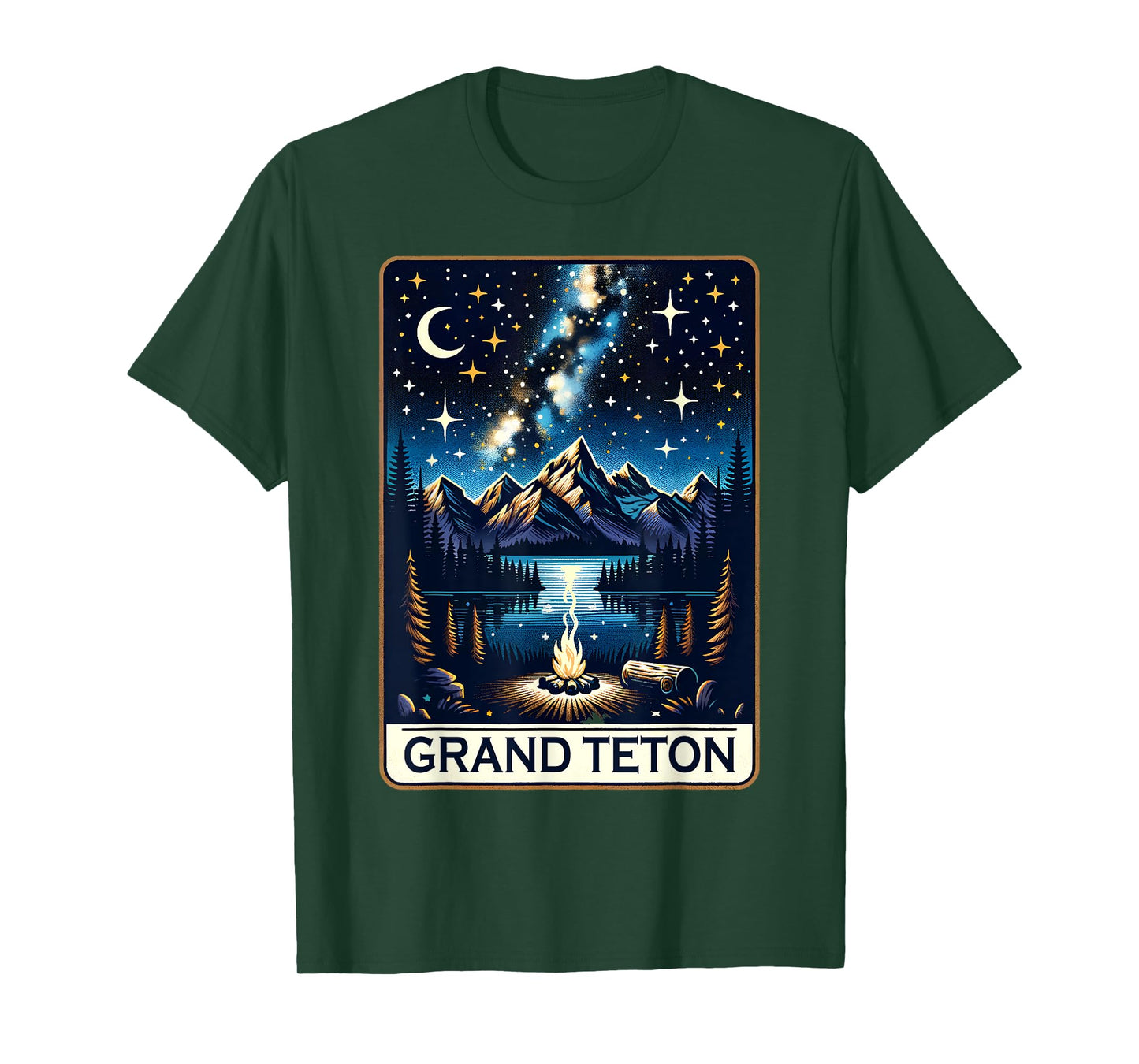 Grand Teton National Park Wyoming At Night Hike Camp Vintage T-Shirt