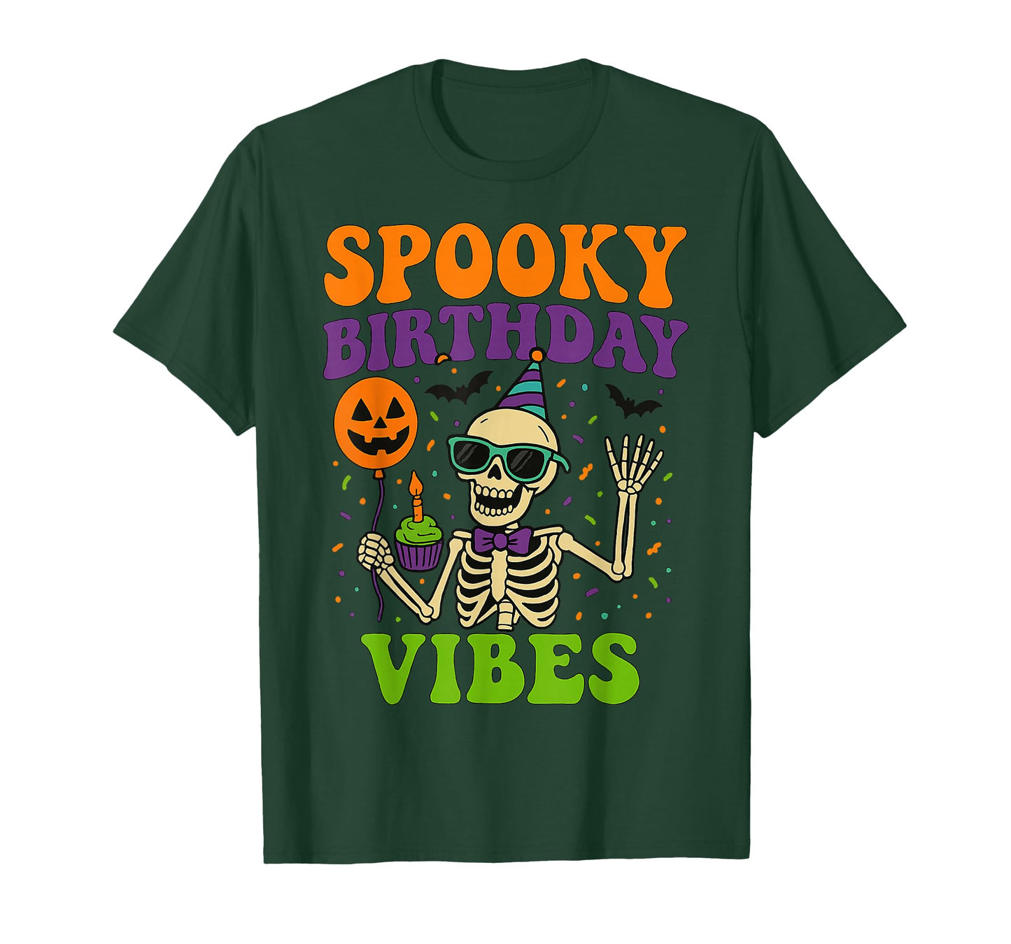 Spooky Birthday Vibes Skeleton Party Design T-Shirt
