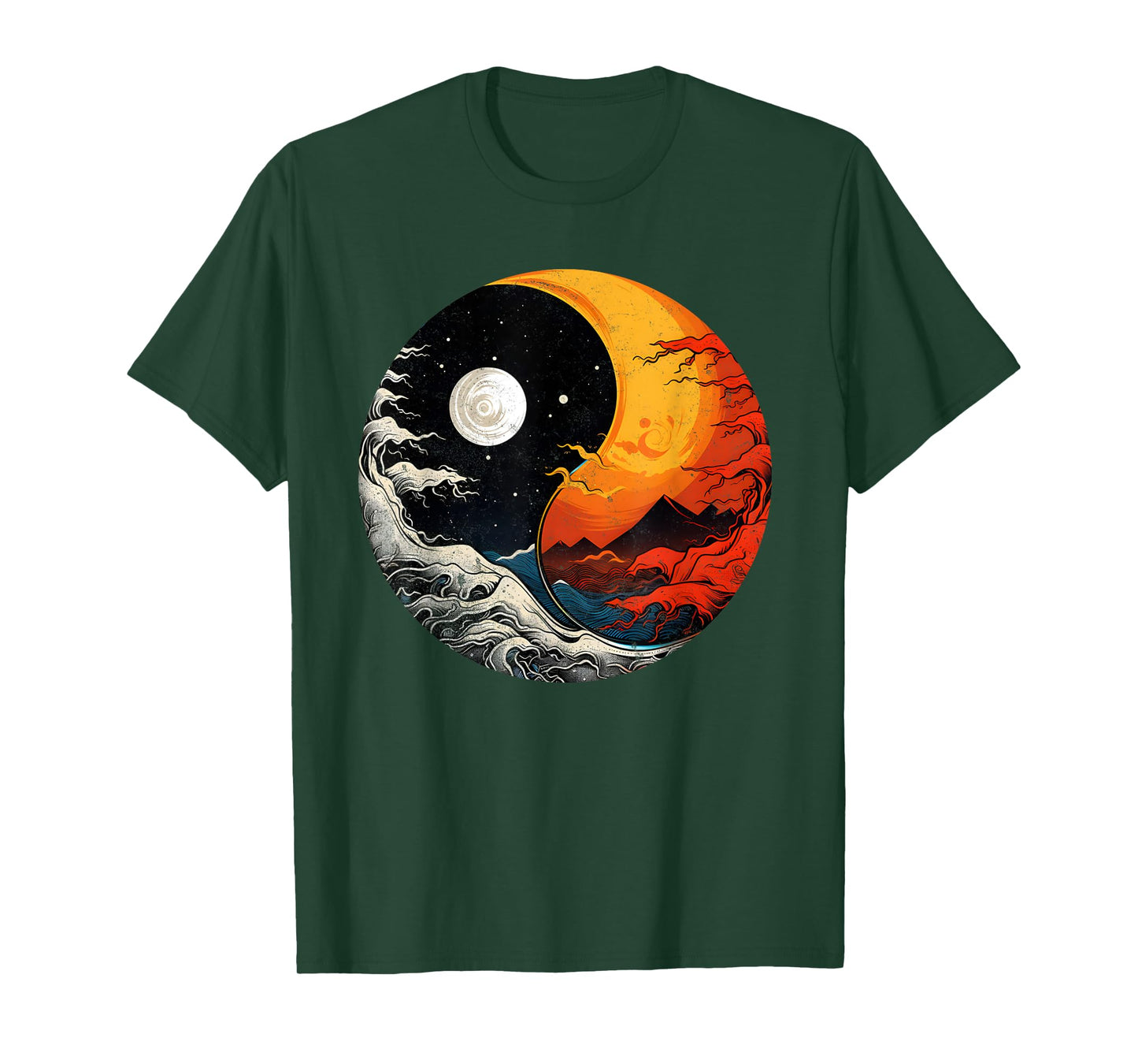 Ying Yang Energy Meditation Watercolor Tai Chi Day & Night T-Shirt