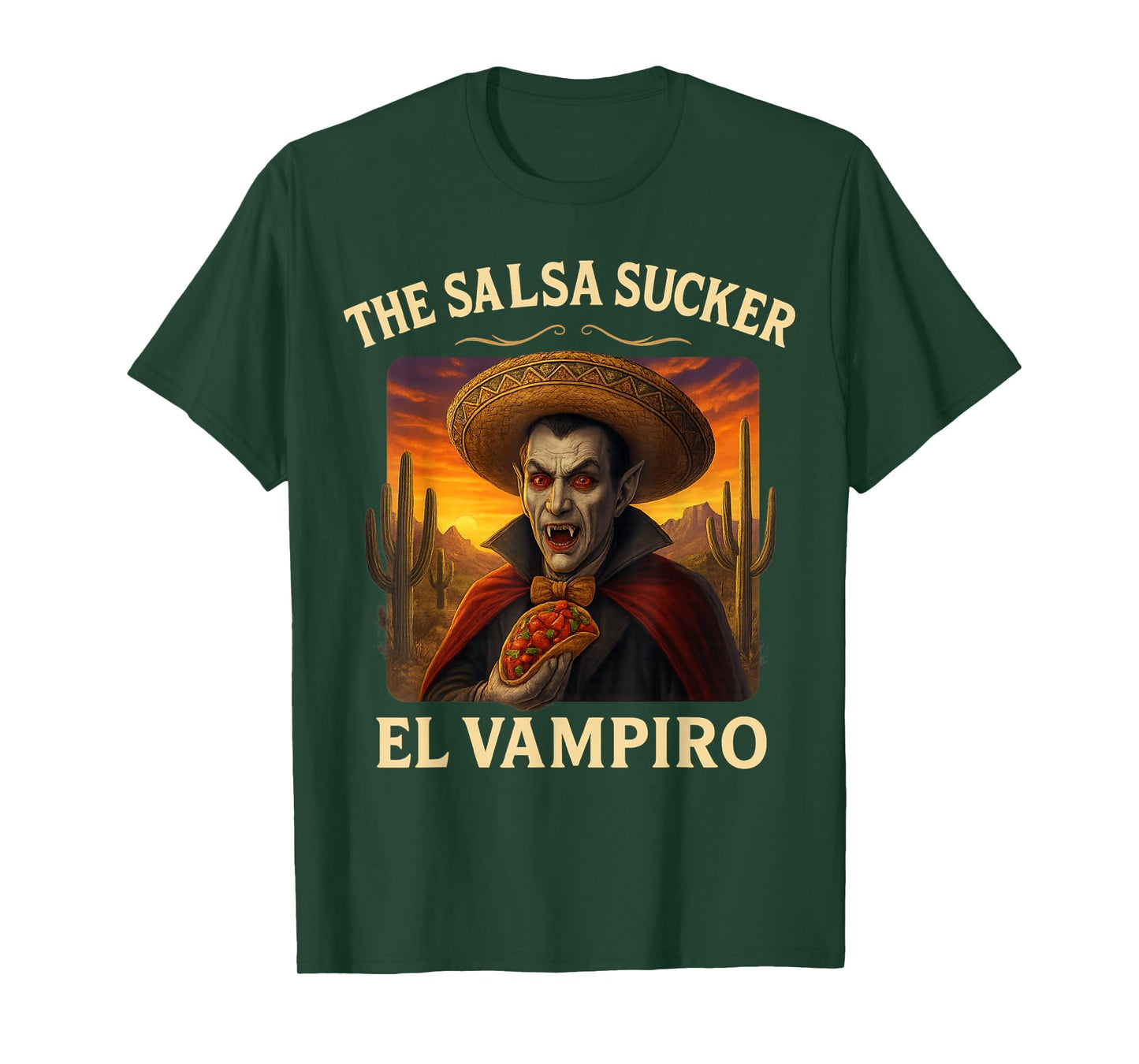 Funny Halloween Tacos The Salsa Sucker Mexican Vampire T-Shirt