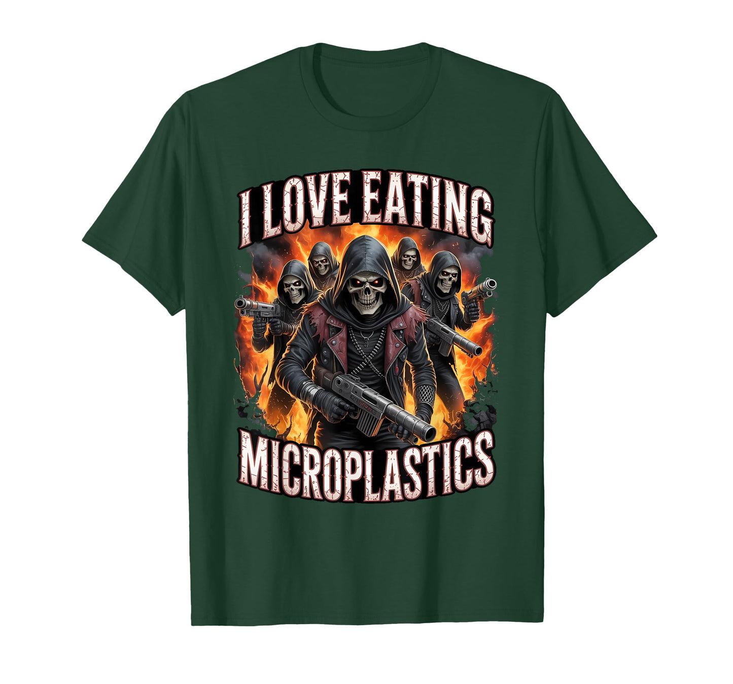 I Love Eating Microplastics Funny Skeleton Hard Meme Bootleg T-Shirt