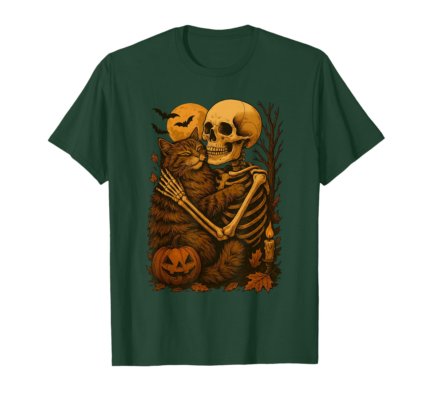 Skeleton Hugging Siberian Cat T-Shirt