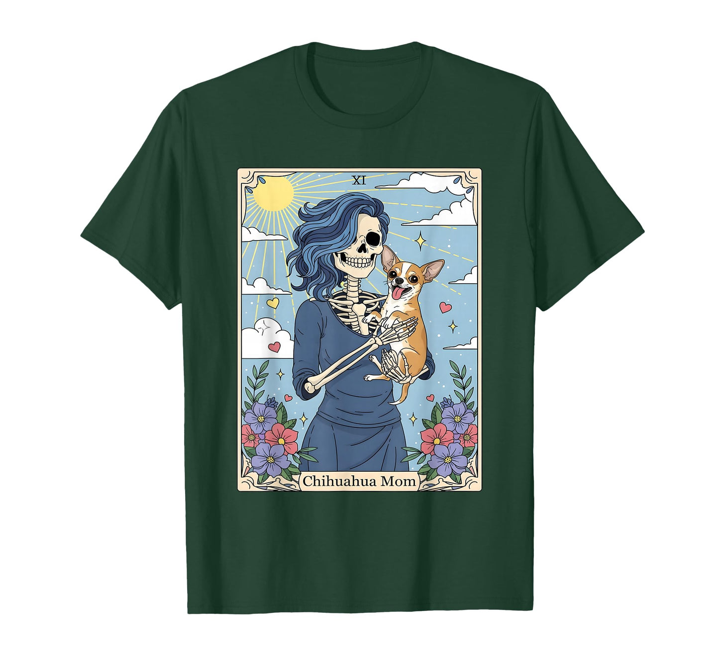 Chihuahua Dog Tarot Card Halloween Costume Skeleton T-Shirt