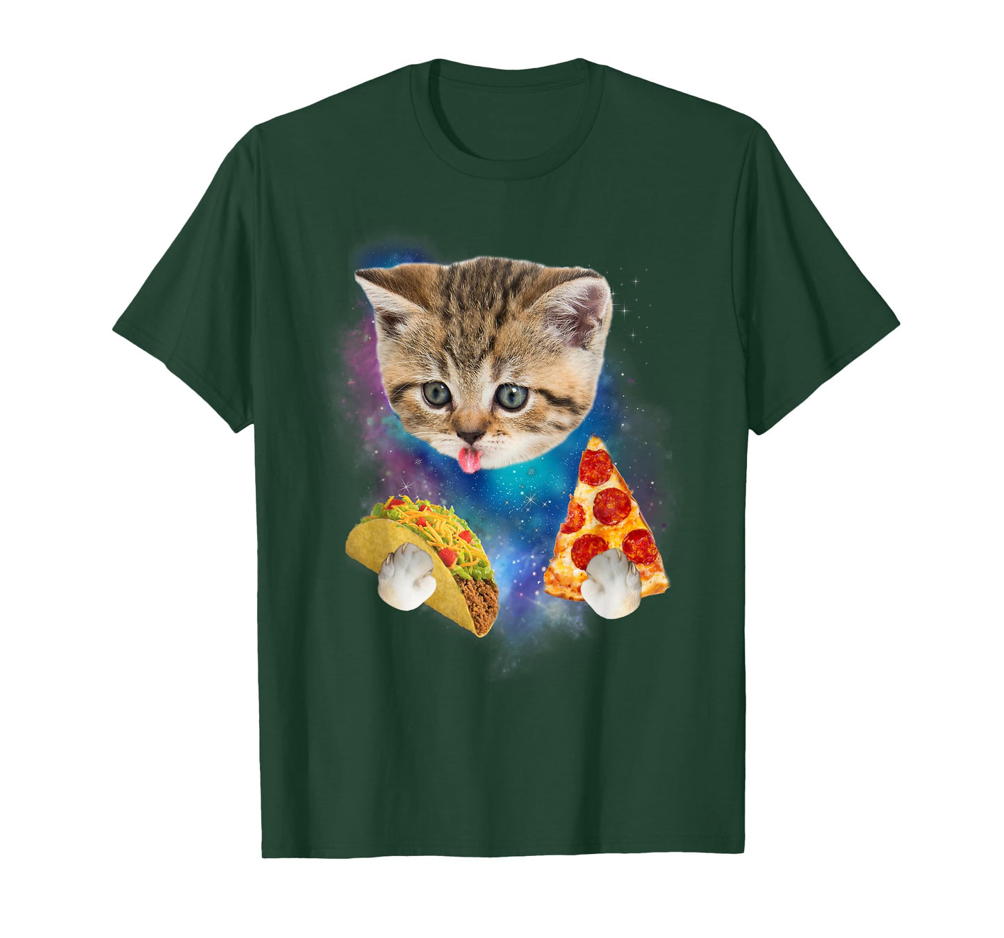 Funny Galaxy Taco Cat | Space Cat Eat Pizza and Taco T-Shirt