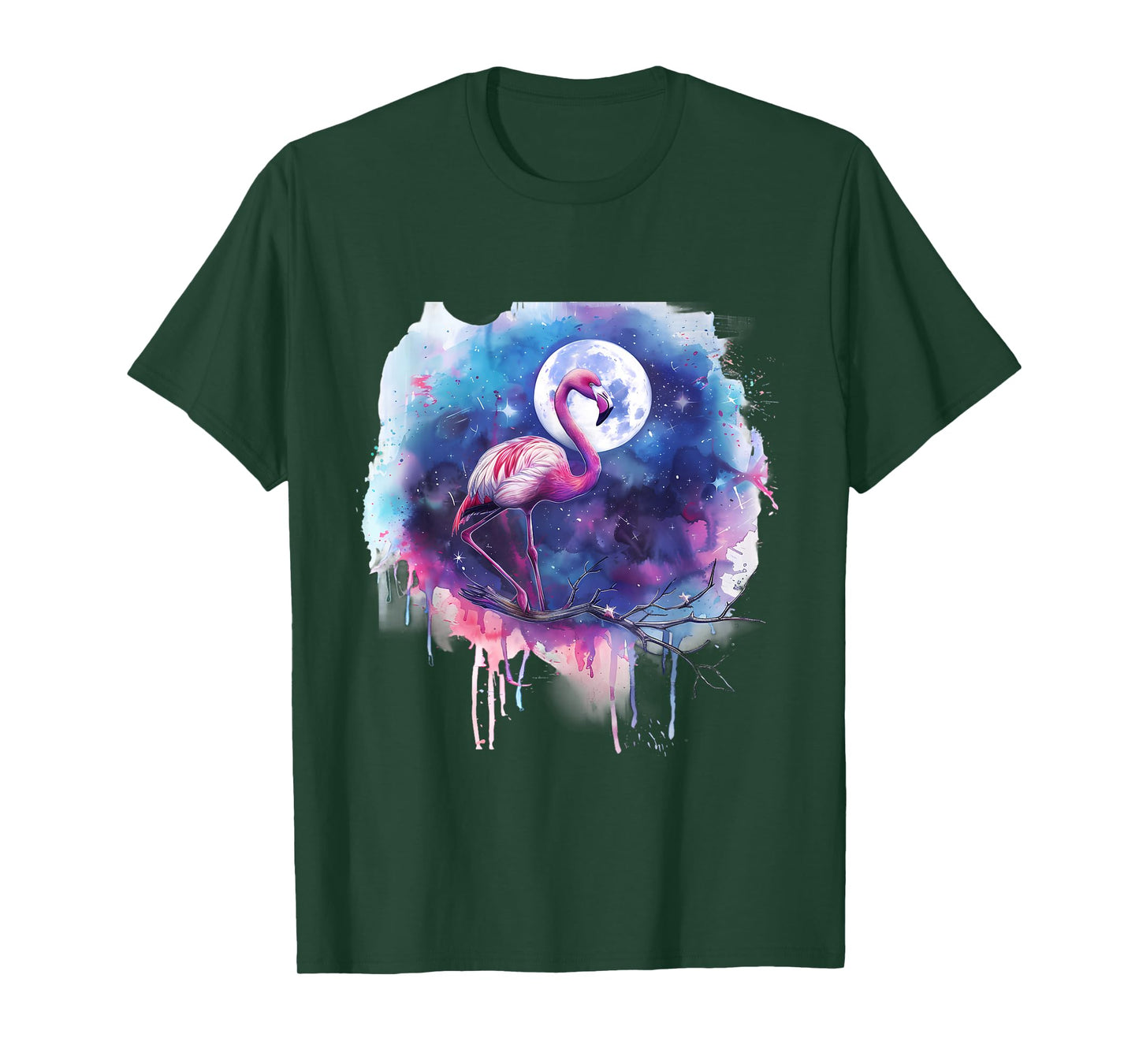 Pink Flamingo Bird Moon Wildlife Flamingo Lover Artwork T-Shirt