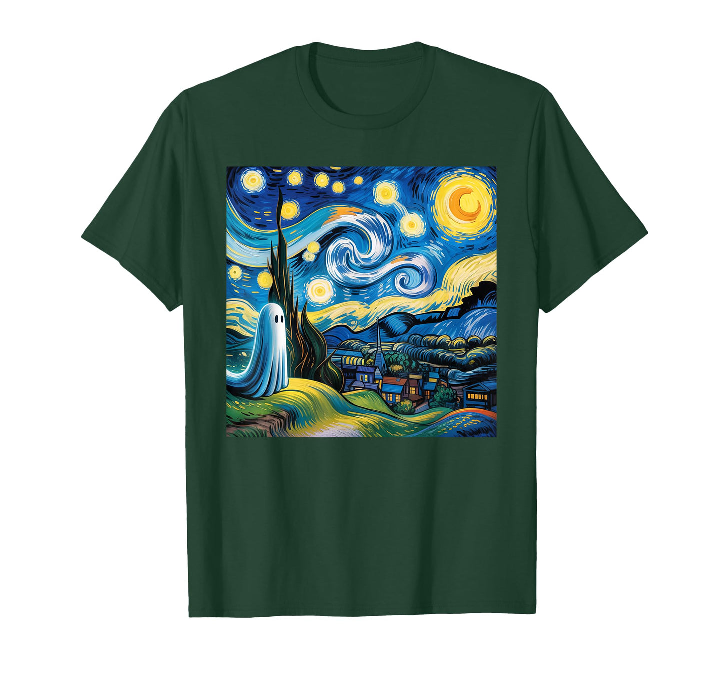 Funny Halloween Boo Sheet Ghost Starry Night Van Gogh Boys T-Shirt