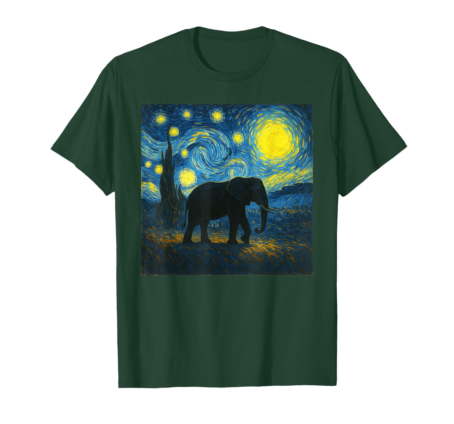 Starry Night Van Gogh Cute Elephant Funny Graphic T-Shirt