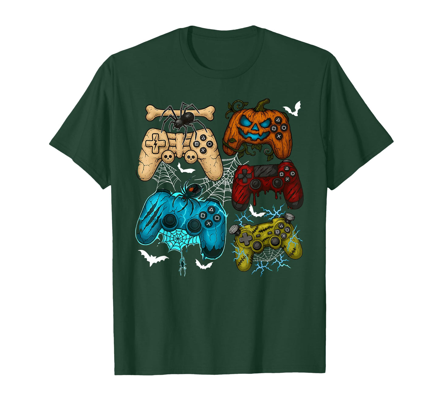 Halloween Skeleton Zombie Gaming Controllers Mummy Boys Kids T-Shirt