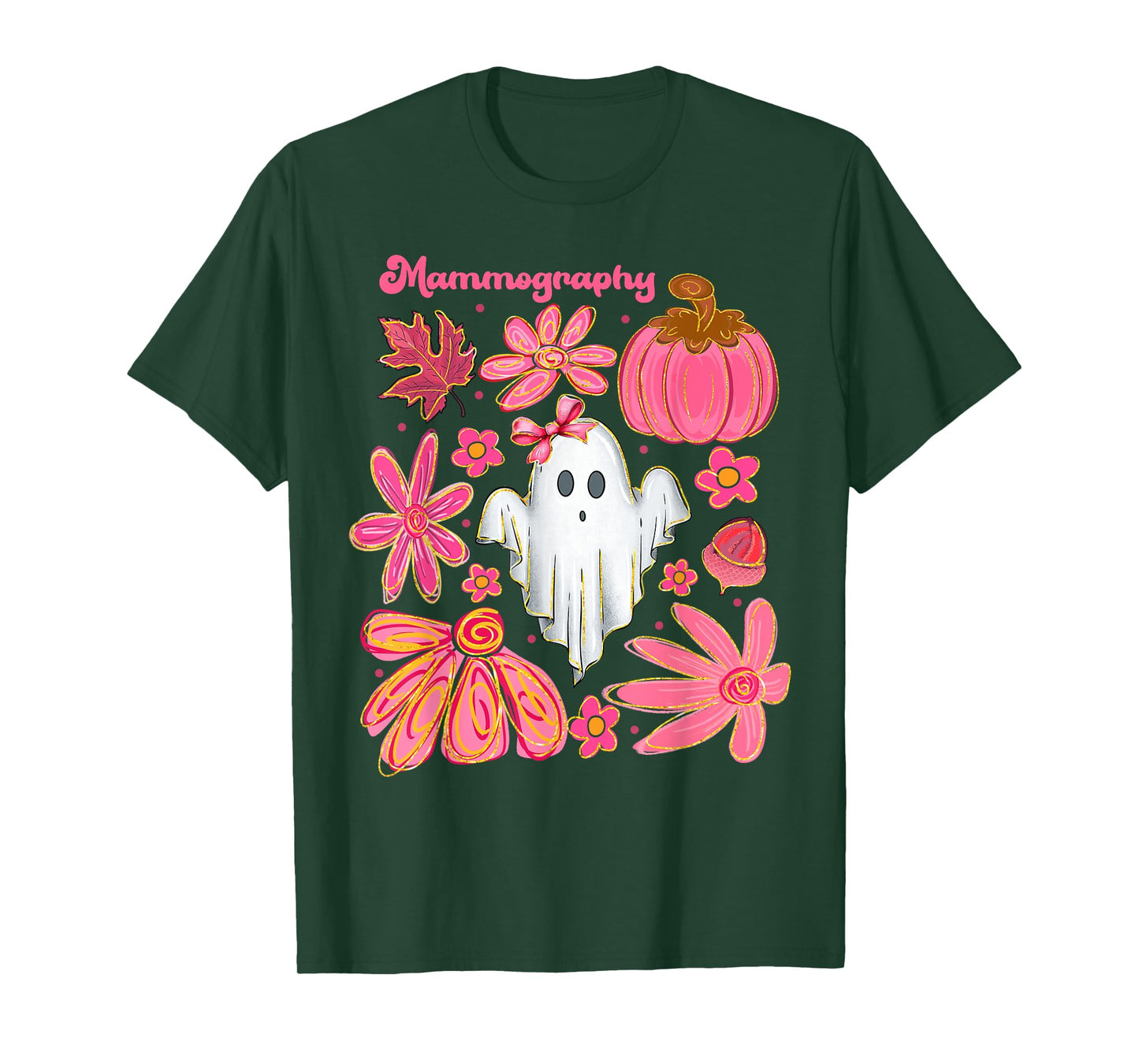 Boho Floral Pumpkin Mammography Halloween Mammo Tech Fall T-Shirt