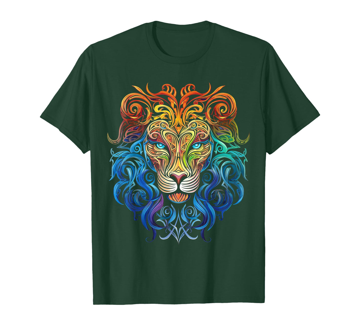 Lion Mandala Art Animal Love Colorful Graphic Lion T-Shirt