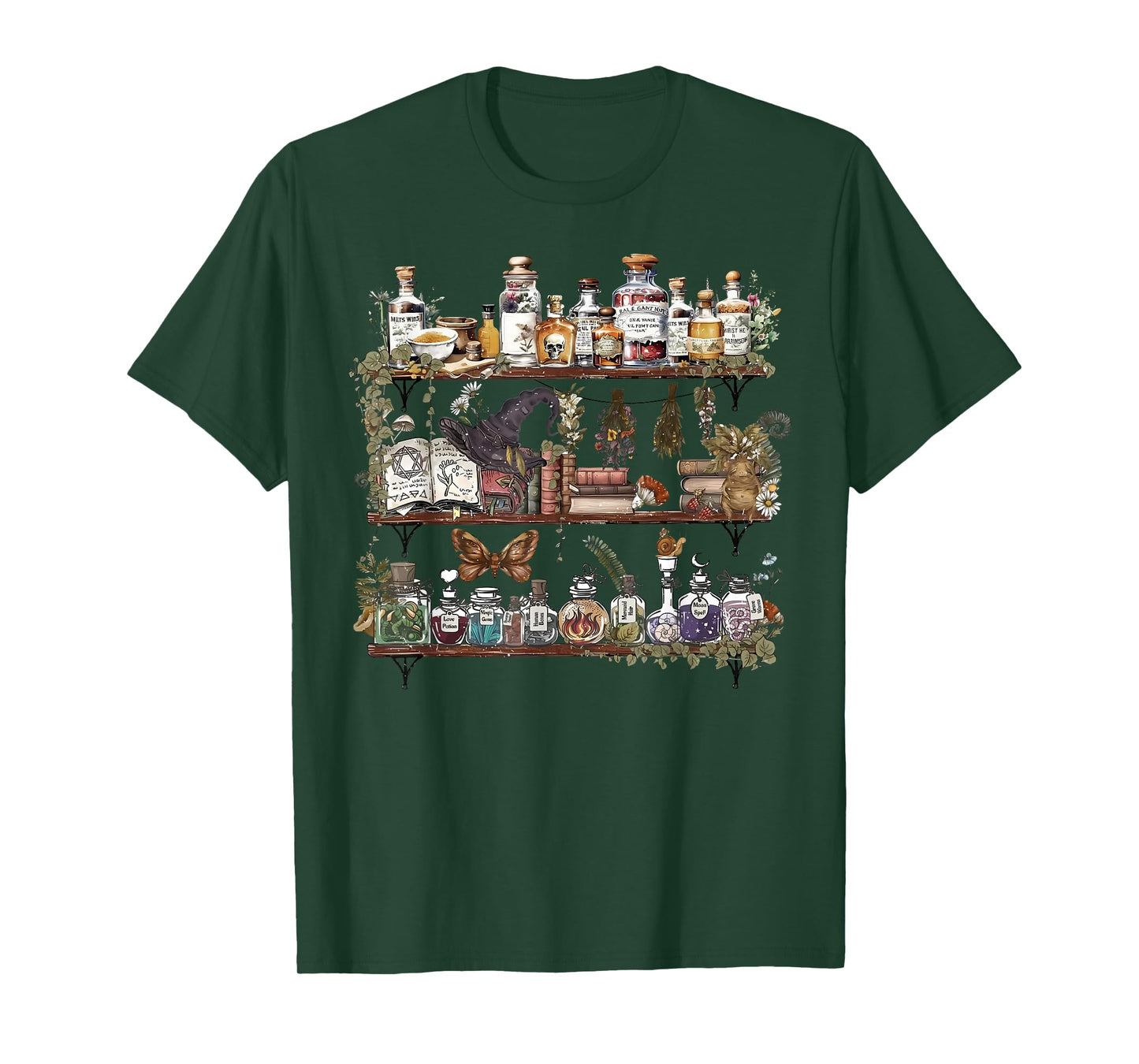 Apothecary Cupboard Herbs Botanical Witch Mystical Magic T-Shirt