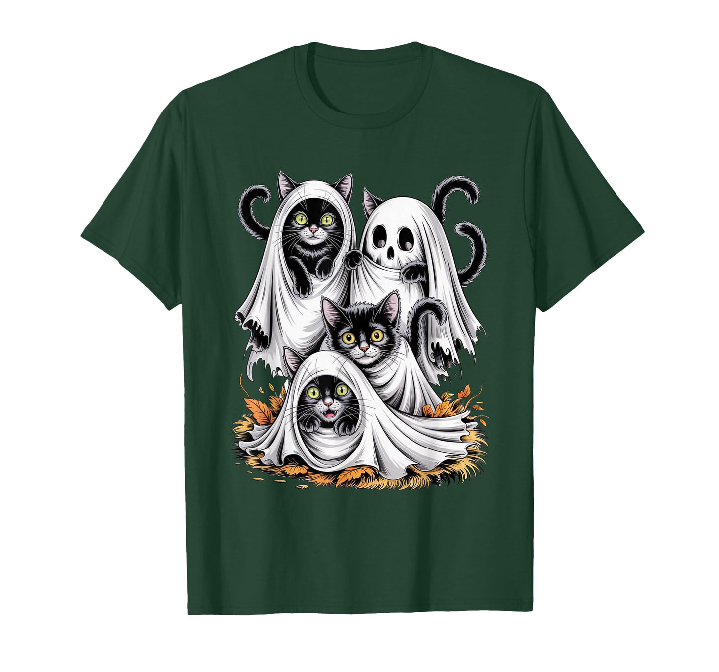 Funny Black Cat Ghost Witch Halloween Costume Men Women Kids T-Shirt