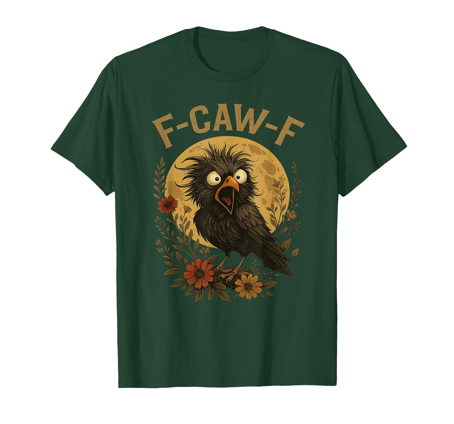 Funny F-Caw-F Black Crow Bird Vintage Flower Humor Meme T-Shirt