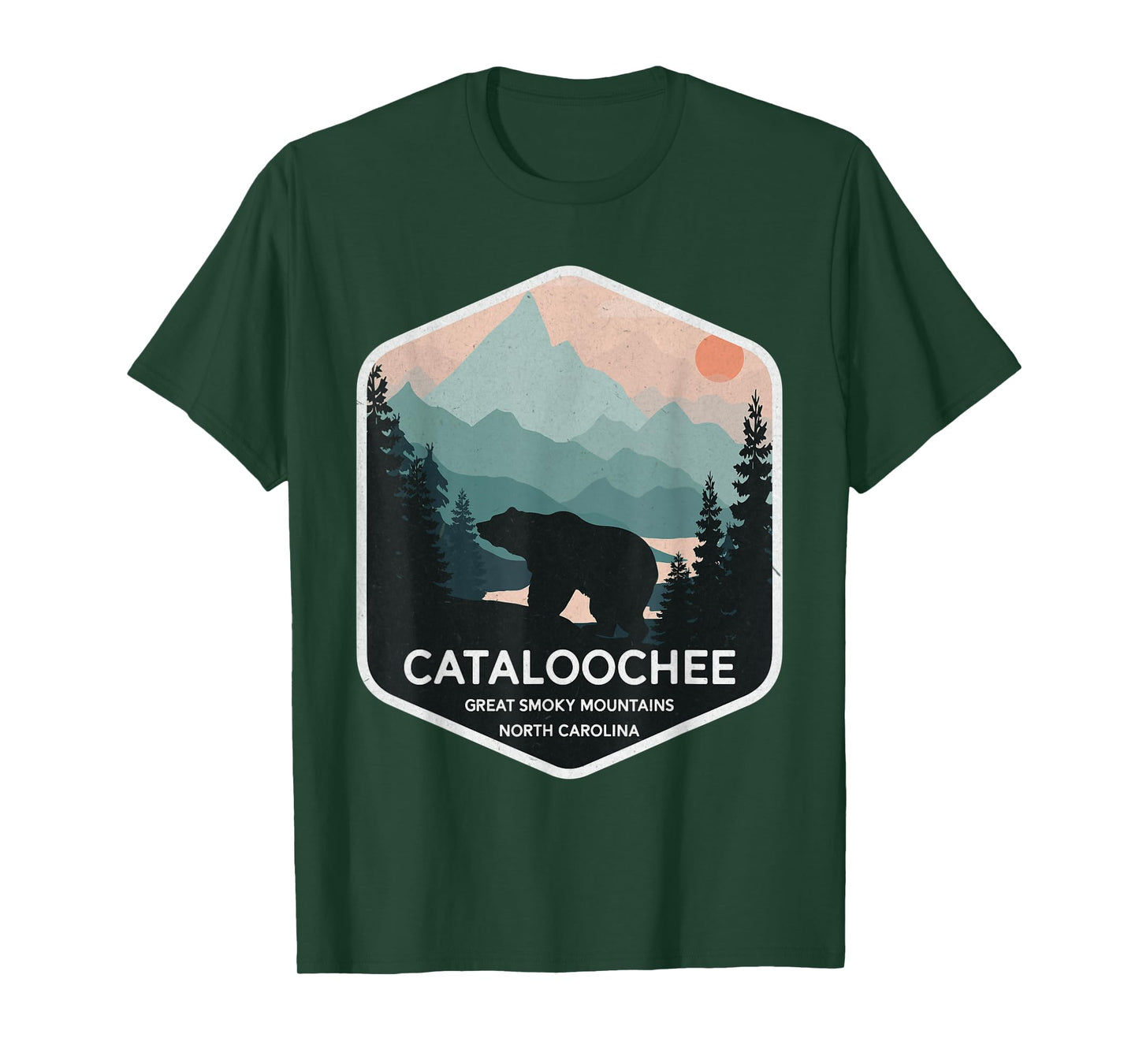Cataloochee Great Smoky Mountains North Carolina Retro Bear T-Shirt