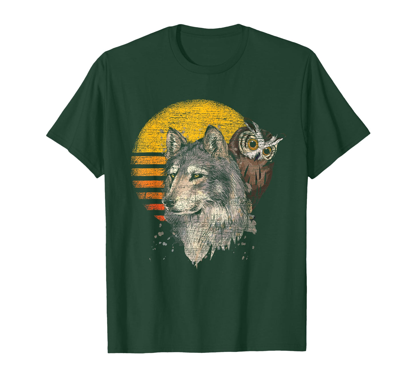 Forest Predator Ornithologist Gift Retro Wolf Owl T-Shirt