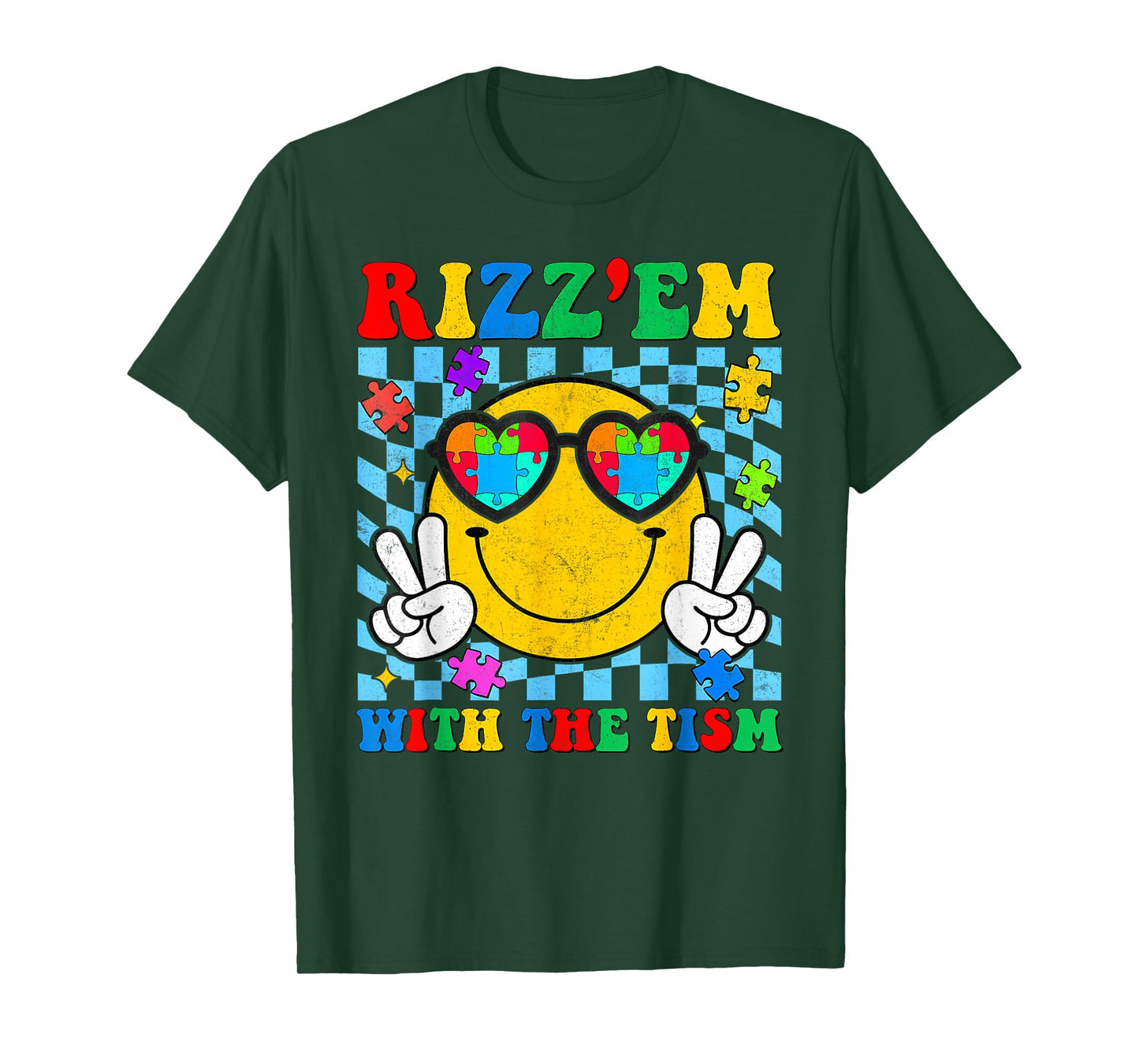 Rizz Em With The Tism Smile Autism Awareness Boys Girls Kids T-Shirt