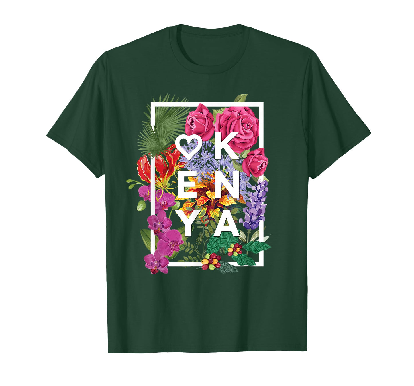 Flowers of Kenya Word Art - Kenyan Pride T-Shirt