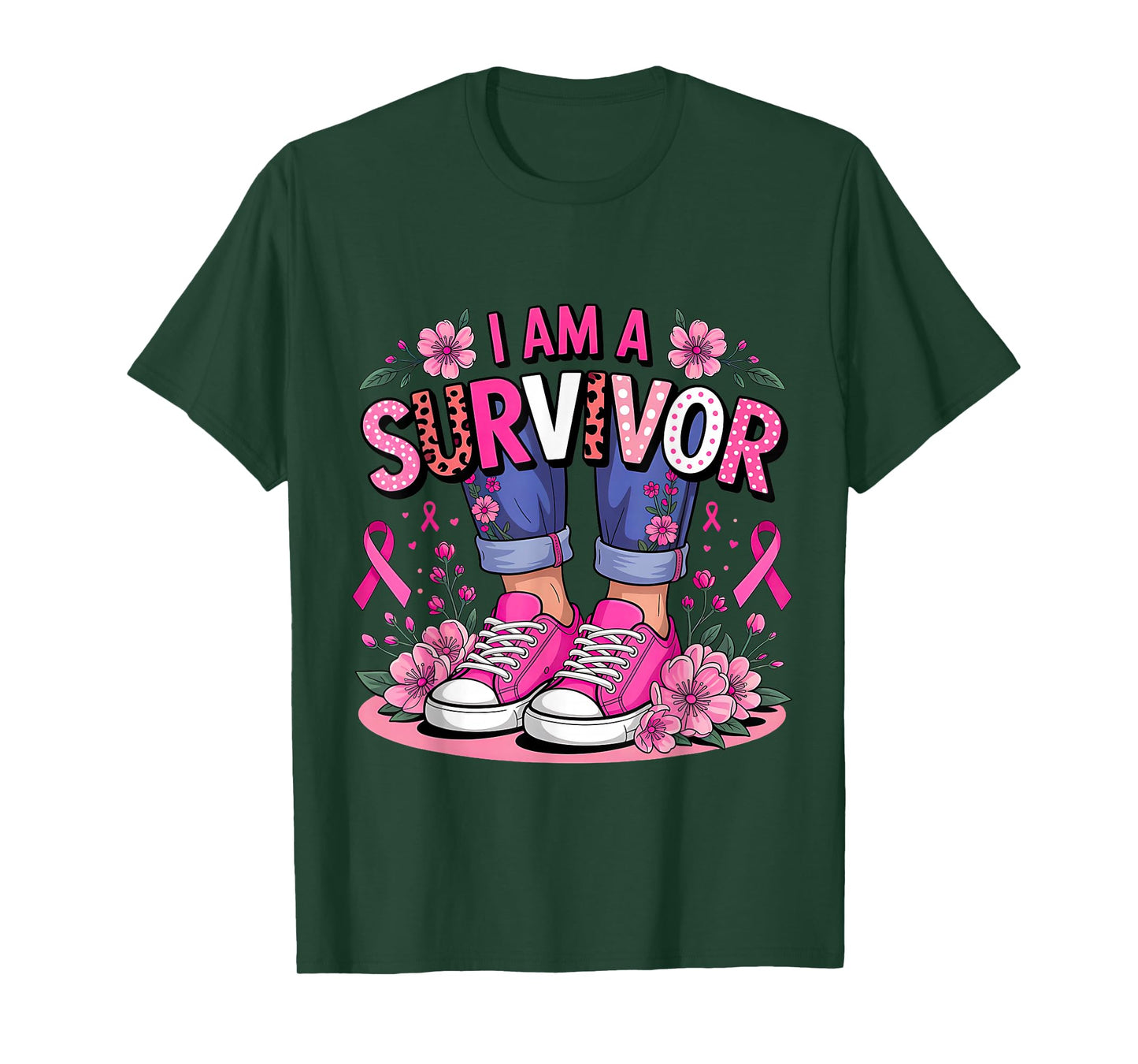 I Am A Survivor Breast Cancer Awareness Pink Ribbon T-Shirt