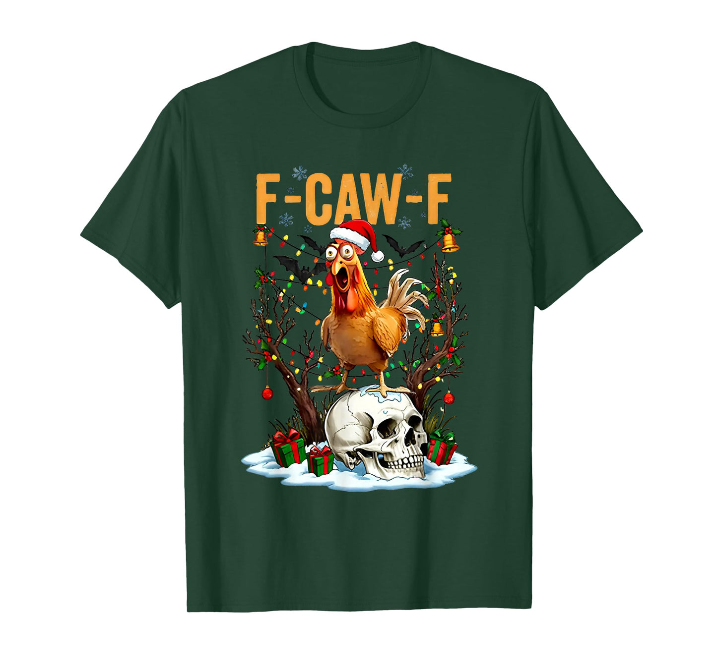 F Caw F Santa Rooster Retro Christmas T-Shirt