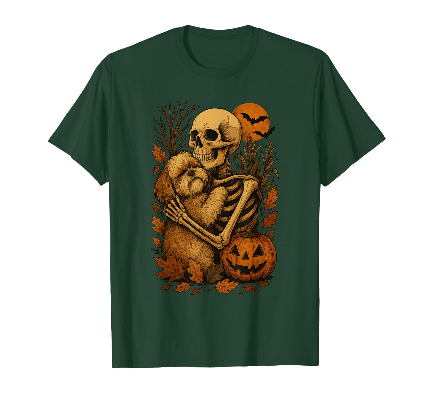 Skeleton Hugging Shih Tzu T-Shirt
