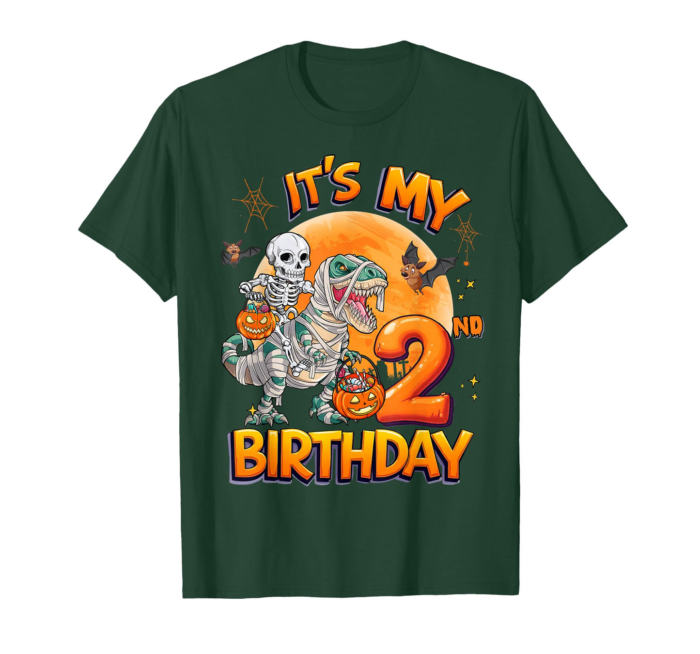 It's My 2nd Birthday Dinosaur Skeleton Halloween 2 Years Old T-Shirt