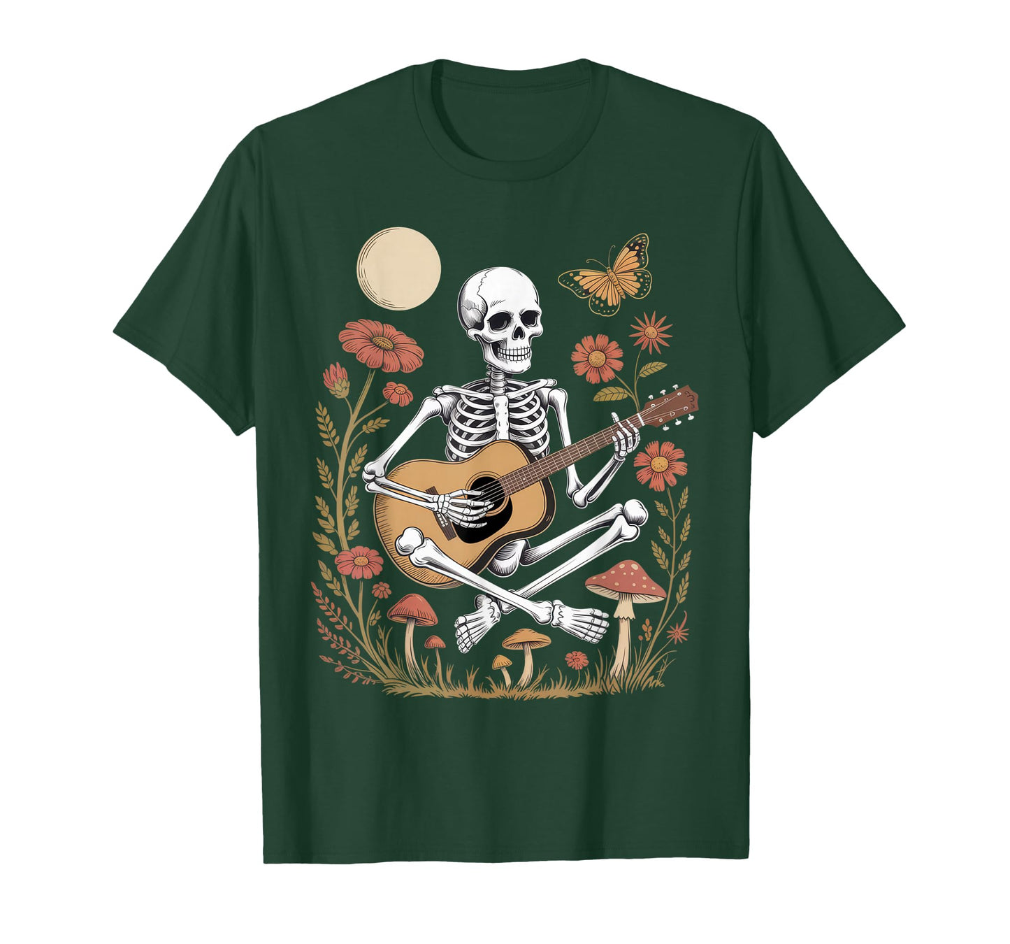 Skeleton Guitarist Music Lover Spooky Halloween Vibes T-Shirt
