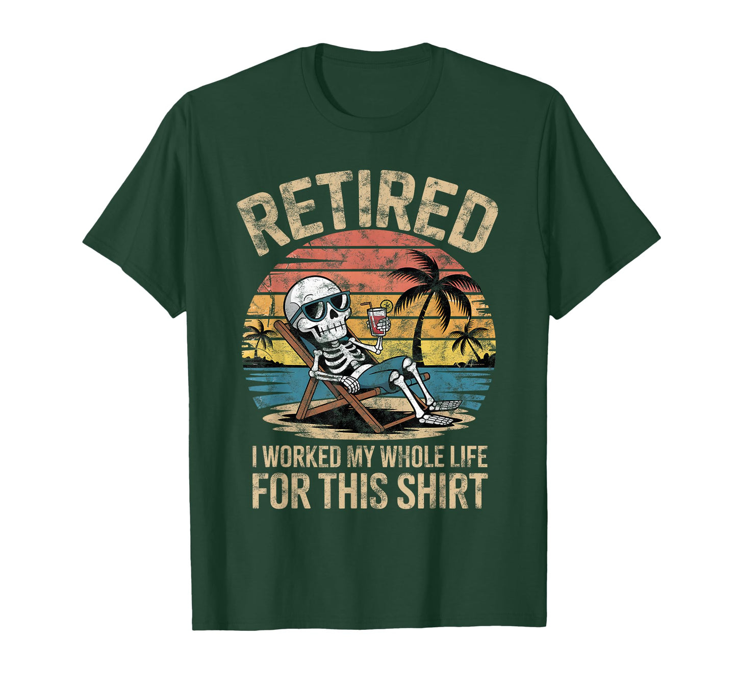 Retro Retired Skeleton Funny Vacation Retirement T-Shirt
