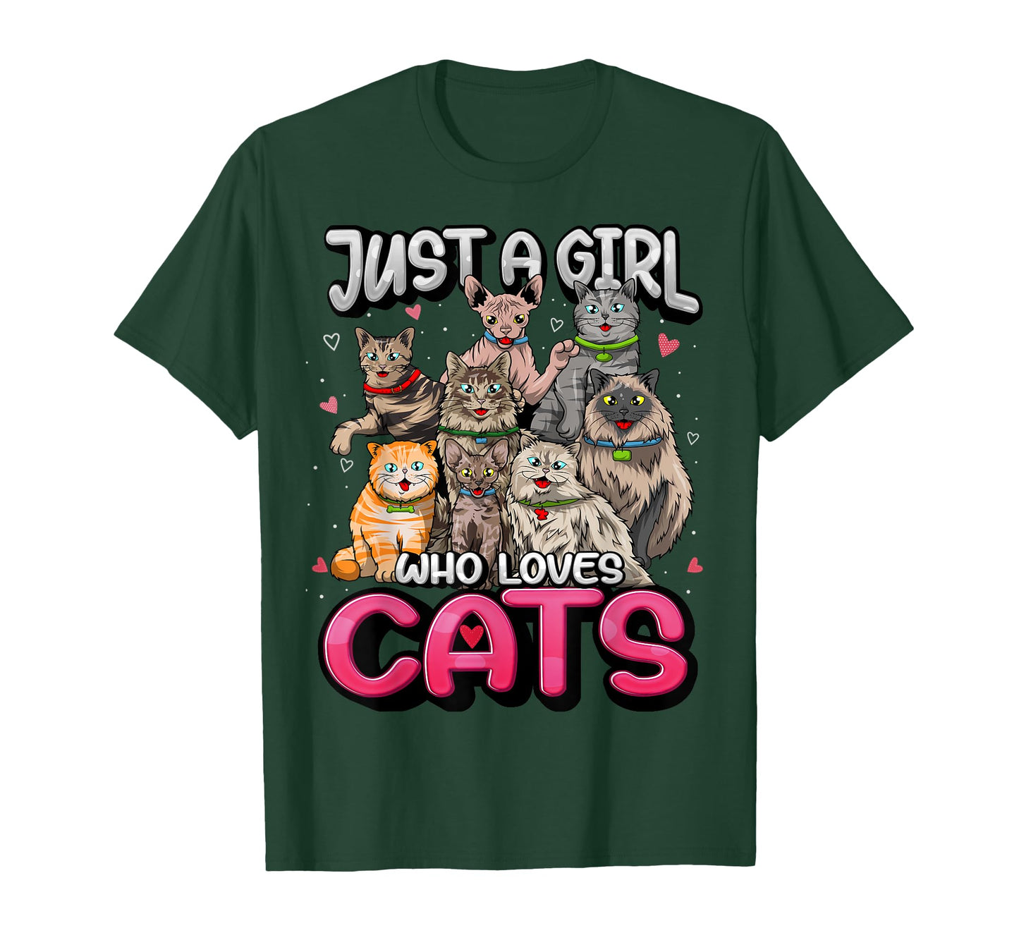 Just A Girl Who Loves Cats Shirt Cute Cat Lover Cat Mom Girl T-Shirt