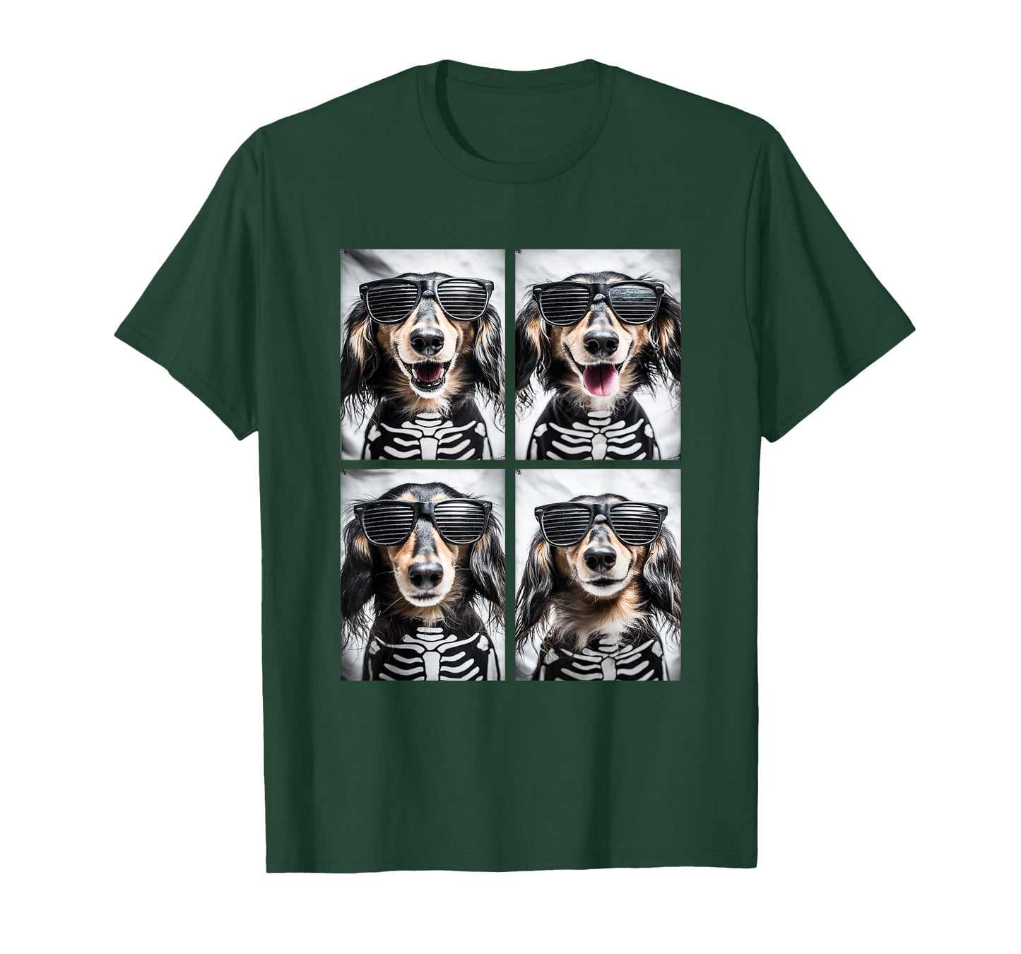 Dachshunds with Sunglasses Skeleton Costume Halloween Dogs T-Shirt