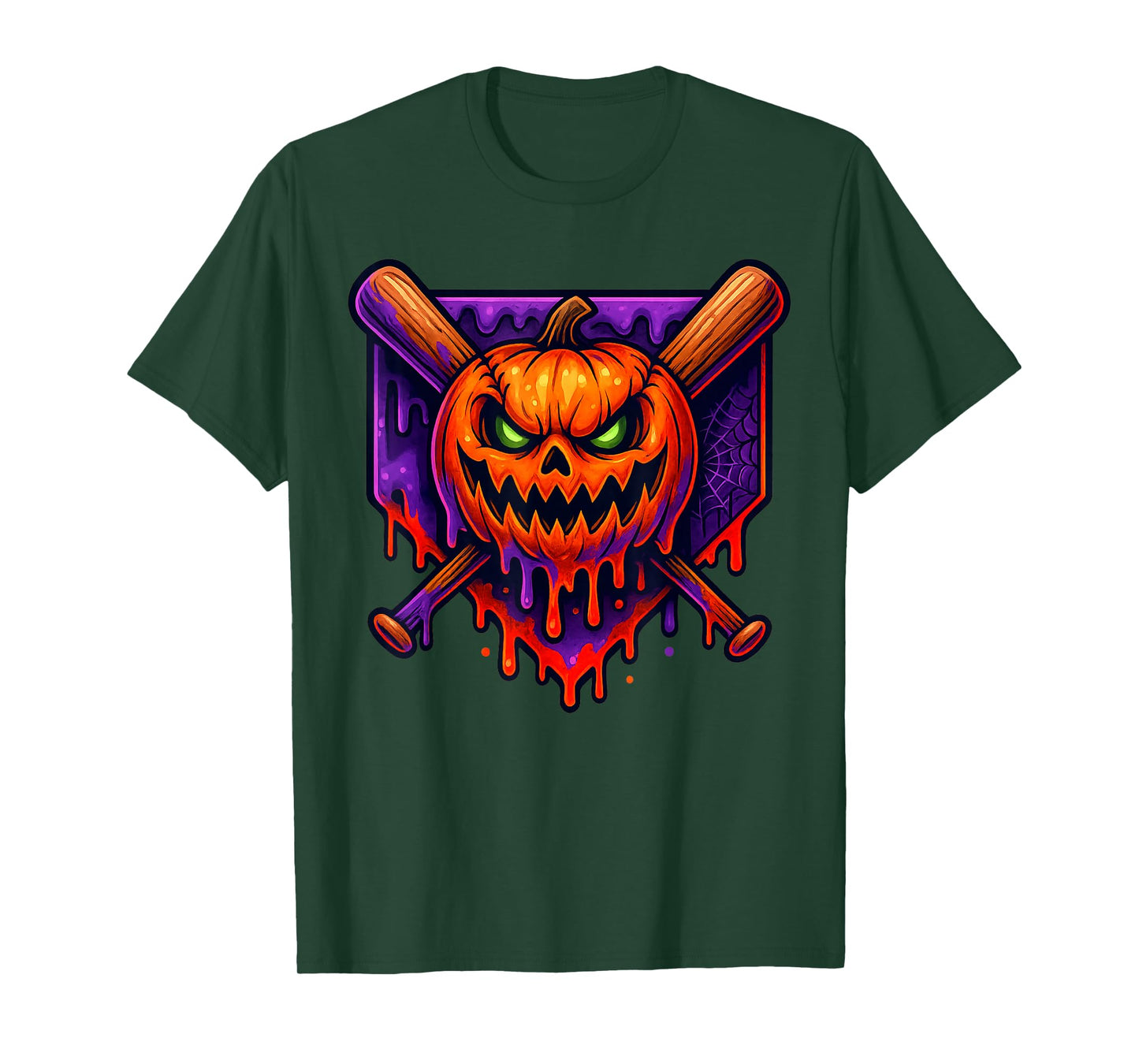 Skeleton Halloween Baseball Ice Cream Drip Spooky Boys Youth T-Shirt