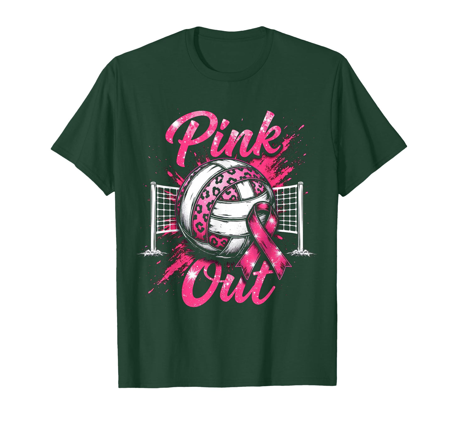 Matching Volleyball Breast Cancer 2025 Squad Support Ribbon T-Shirt