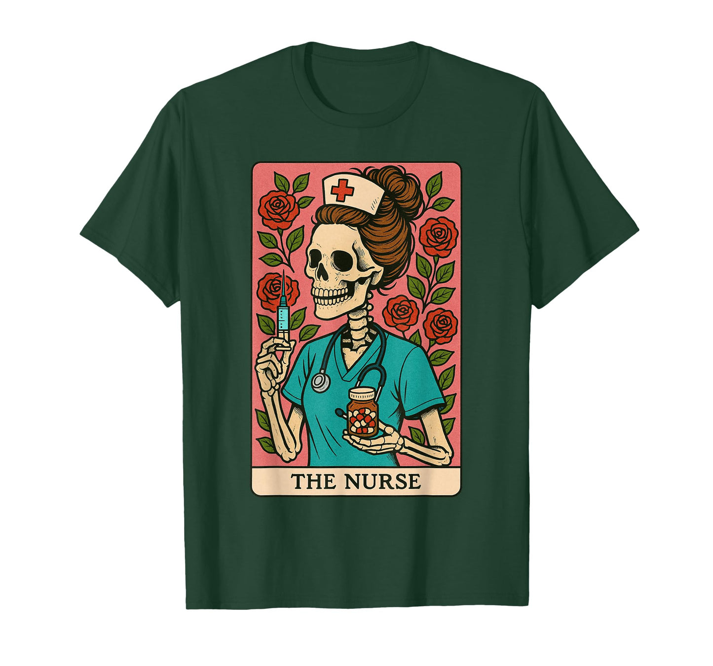 The Nurse Skeleton Tarot Card Funny Retro Halloween T-Shirt