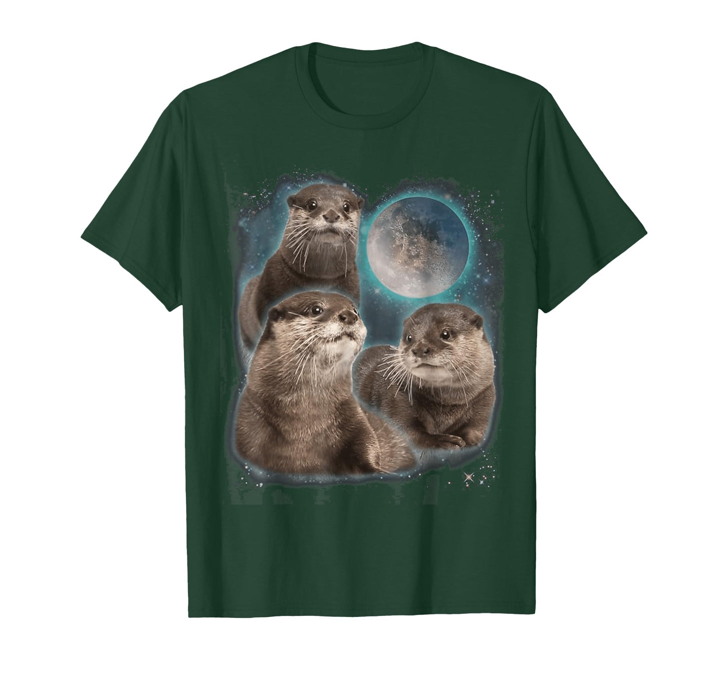 Three Otters Moon Howling T-Shirt