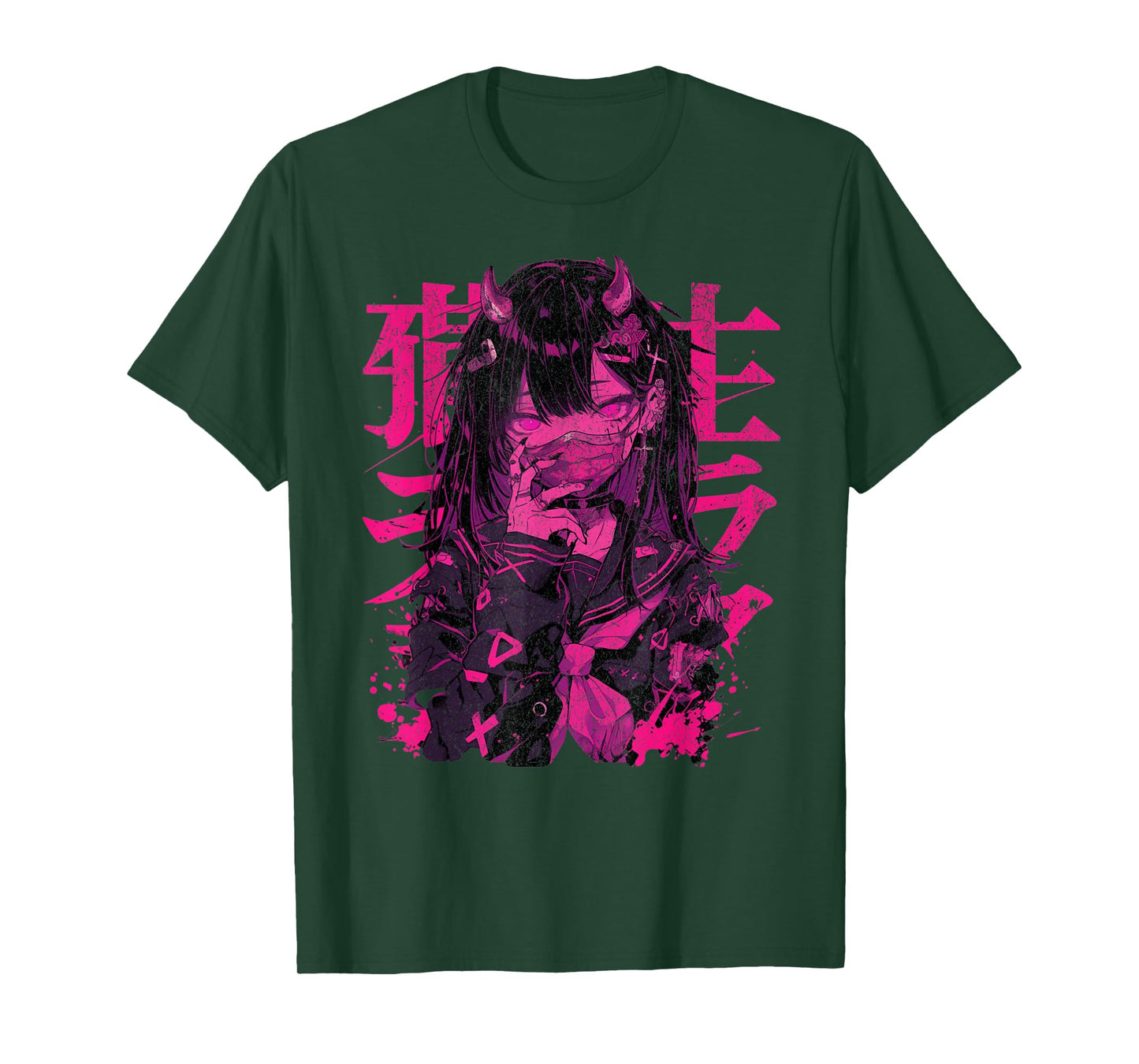 Goth Grunge Demon Anime Girl Waifu Horror Alt Aesthetic T-Shirt