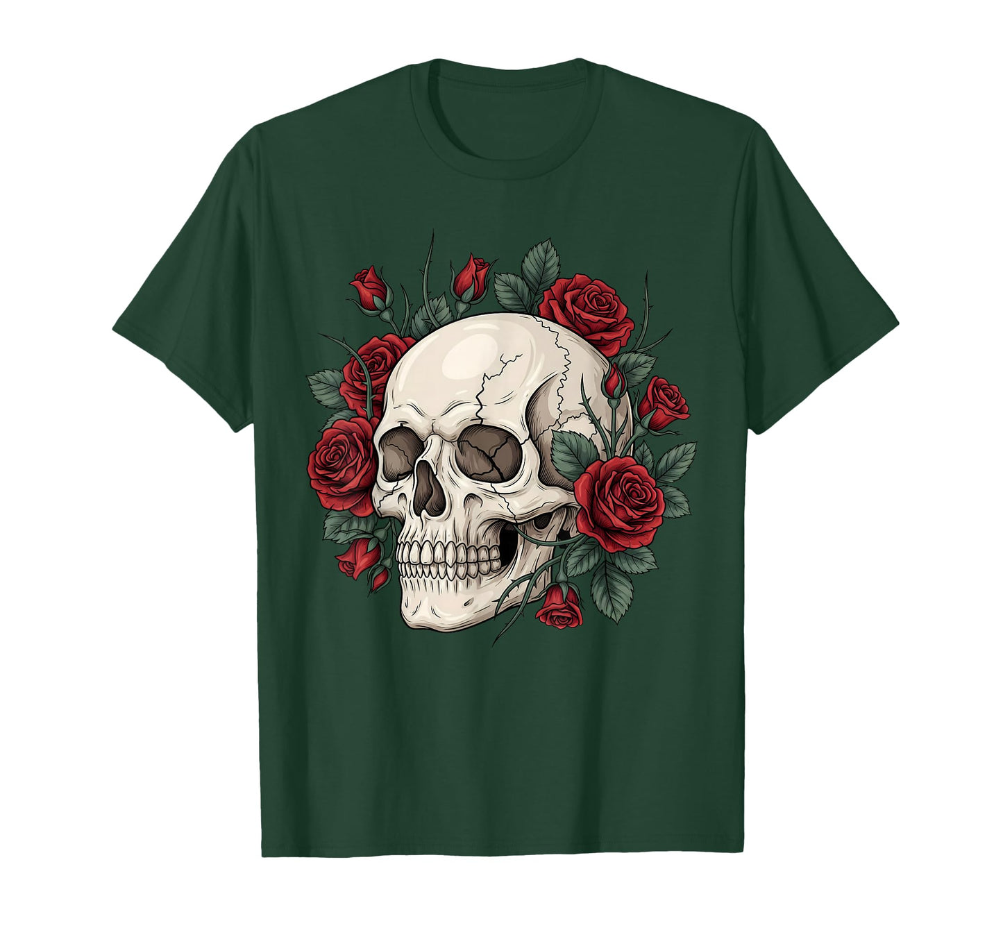 Rose Skeleton Skull Flower Gothic Halloween Costume Floral T-Shirt