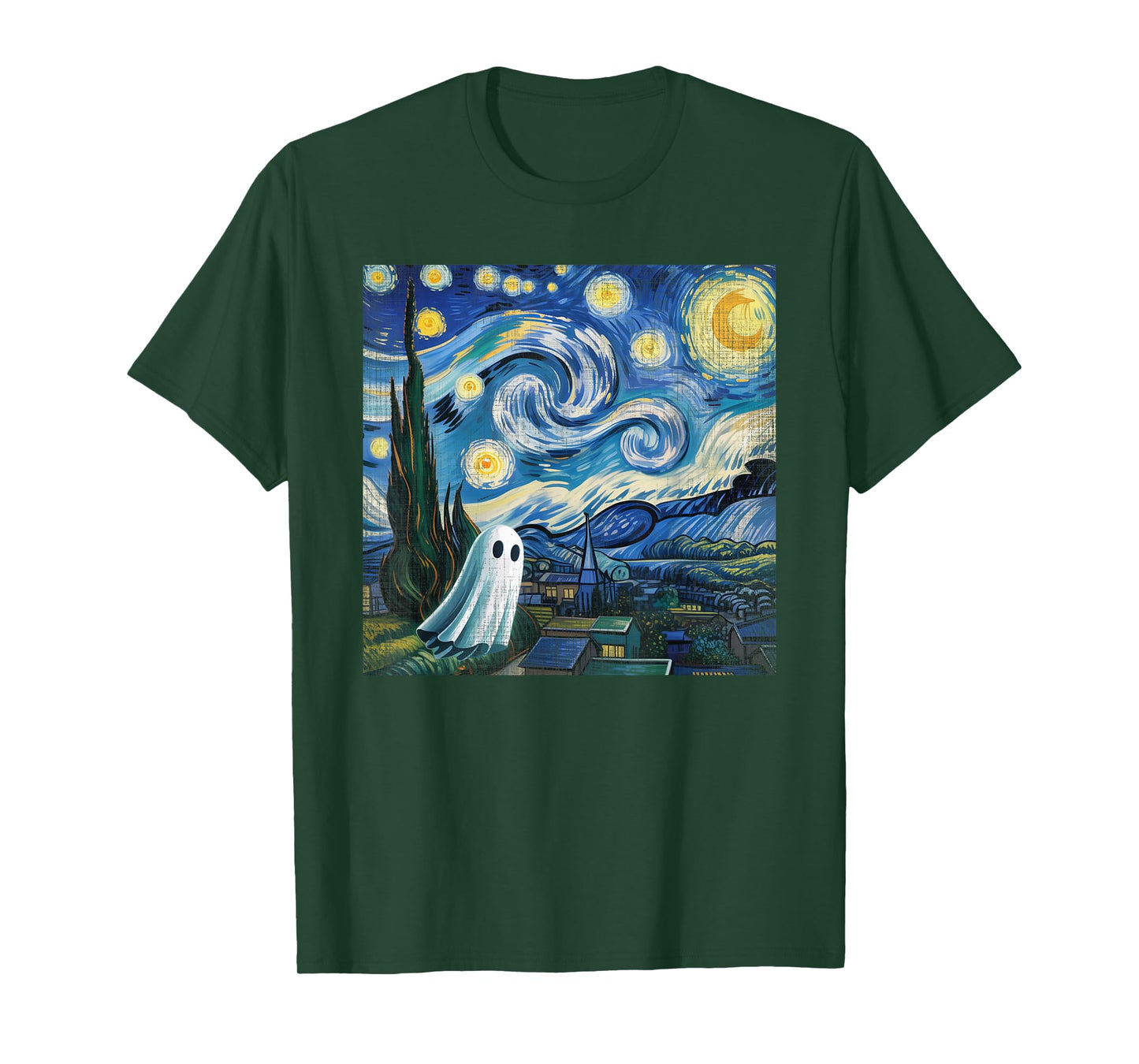 Funny Halloween Boo Sheet Ghost Starry Night Van Gogh Boys T-Shirt