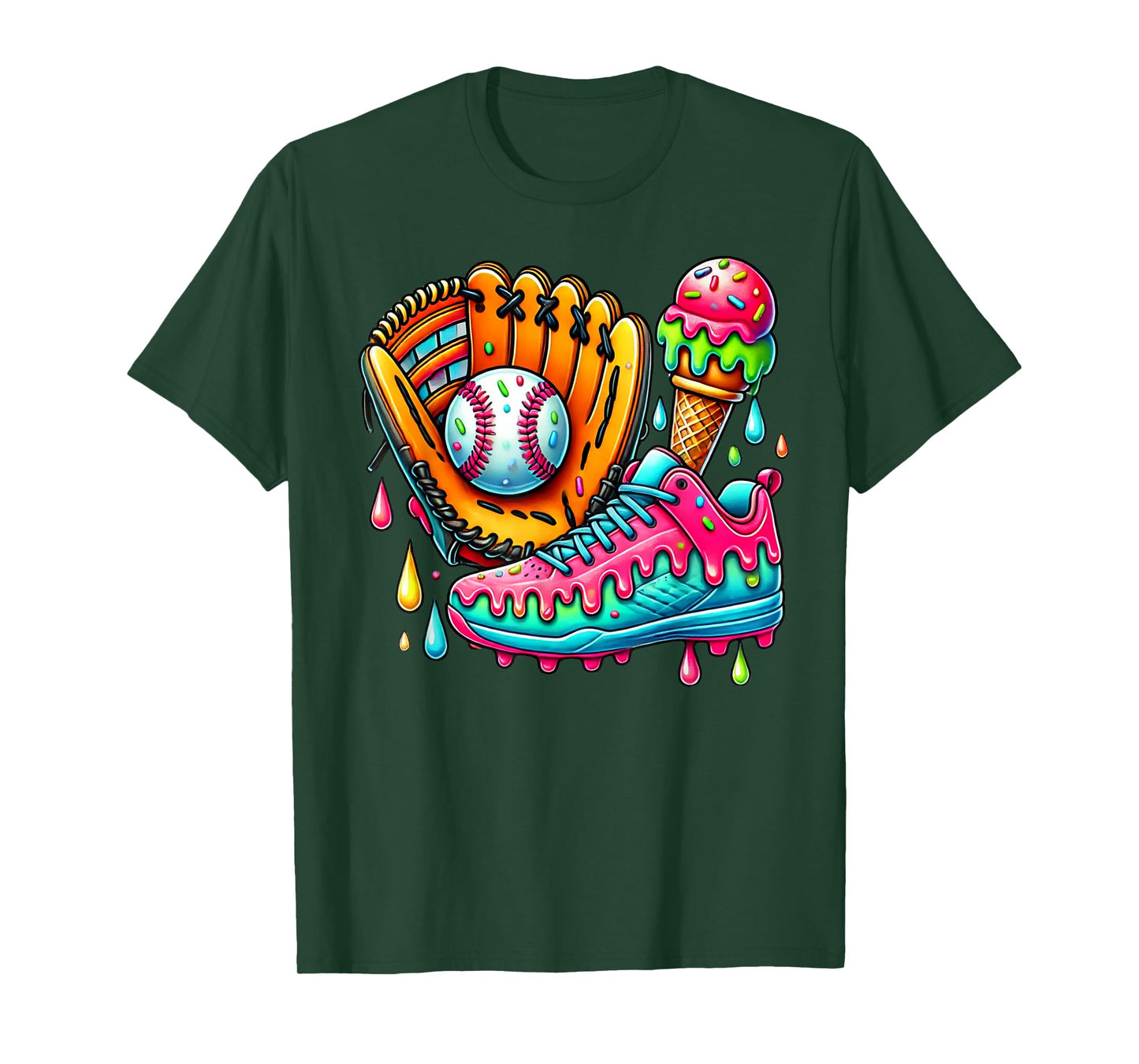 Ice Cream Drip Baseball Stuff Baseball Drip For Boys Kids T-Shirt
