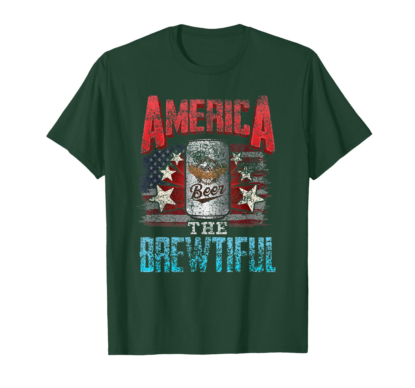 DISTRESSED USA AMERICA THE BREWTIFUL 4th of July American Women Men T-Shirt