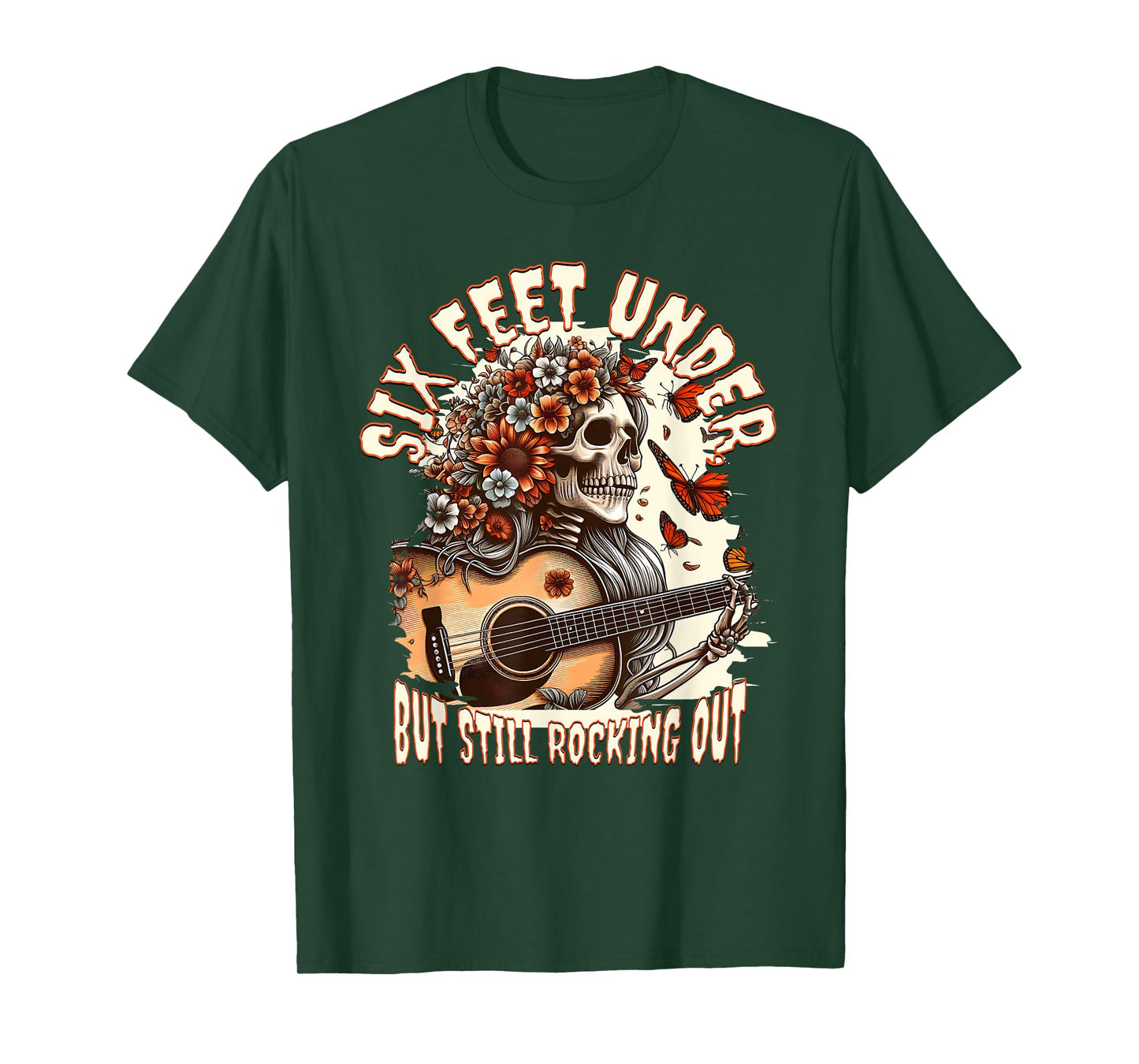 Still Rocking – Funny Skeleton Guitar Halloween Design T-Shirt