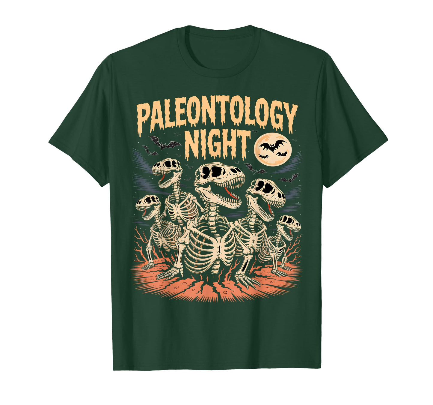 Paleontology Night Dinosaur Skeleton Halloween T-Shirt