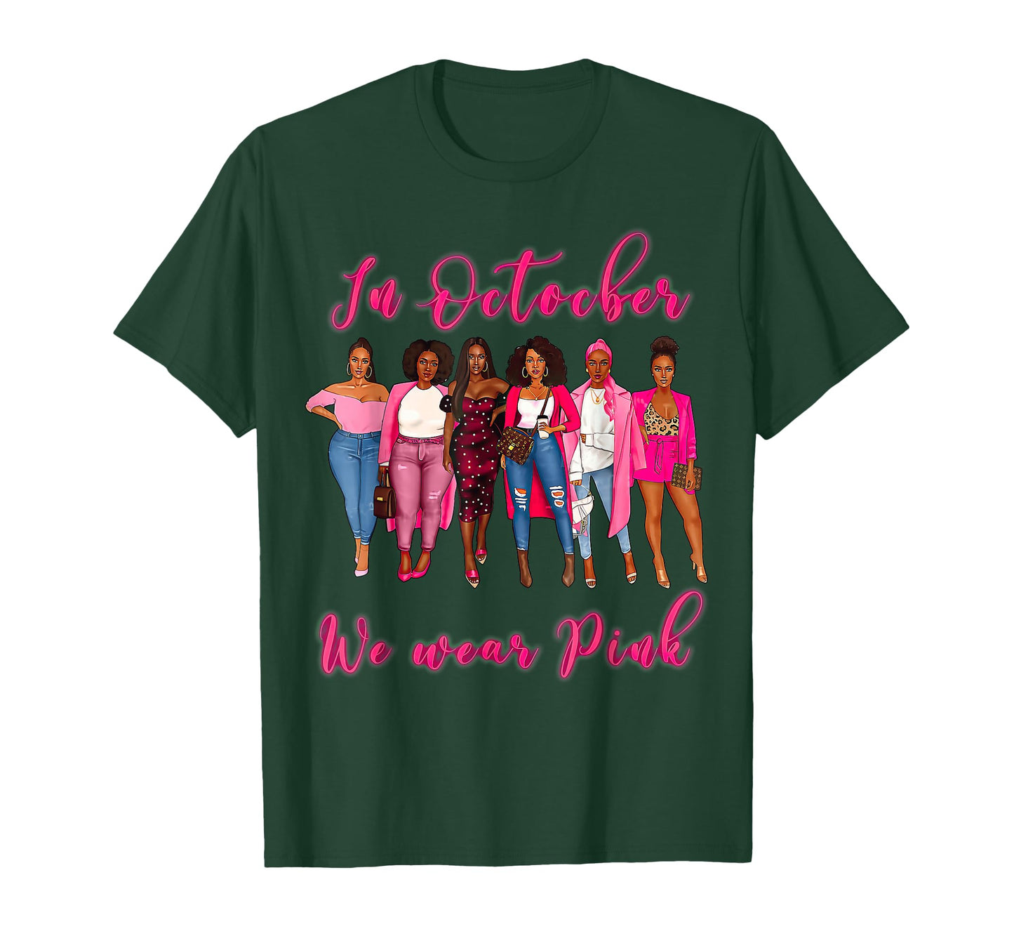 In October We Wear Pink African American Breast Cancer T-Shirt
