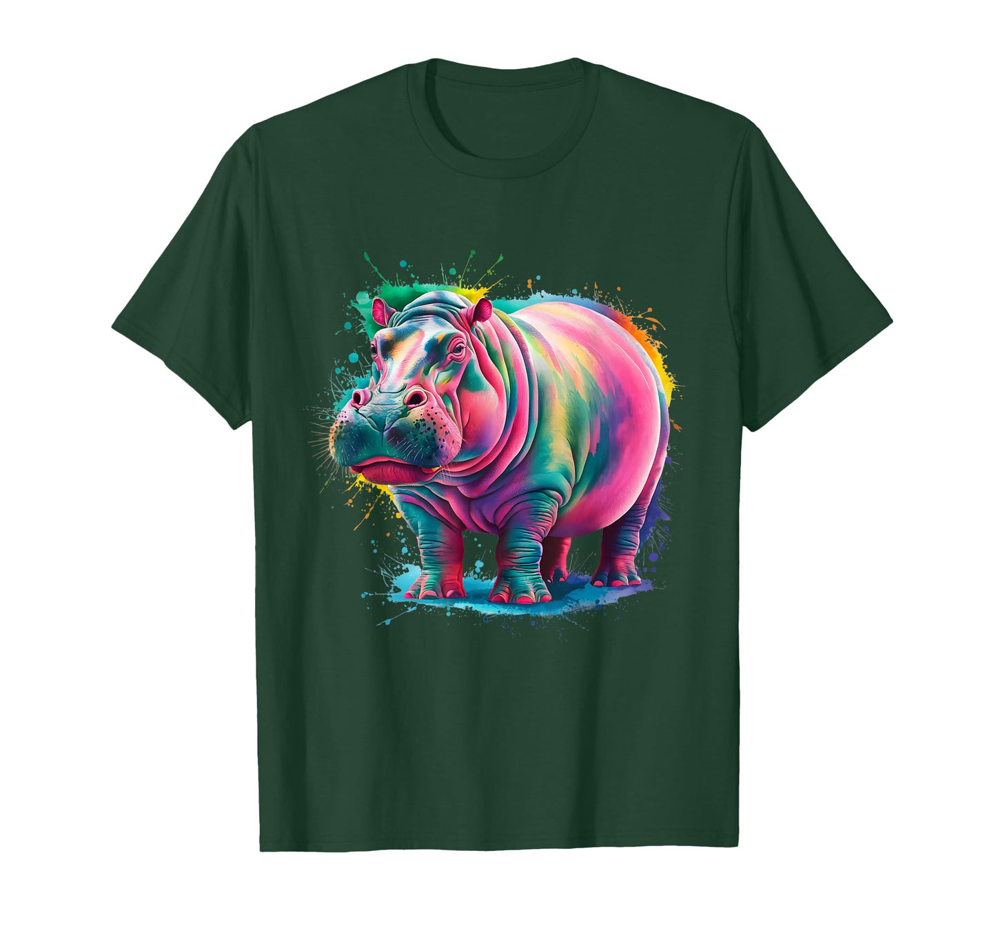 Hippo Men Woman Colorful Watercolor Hippo T-Shirt