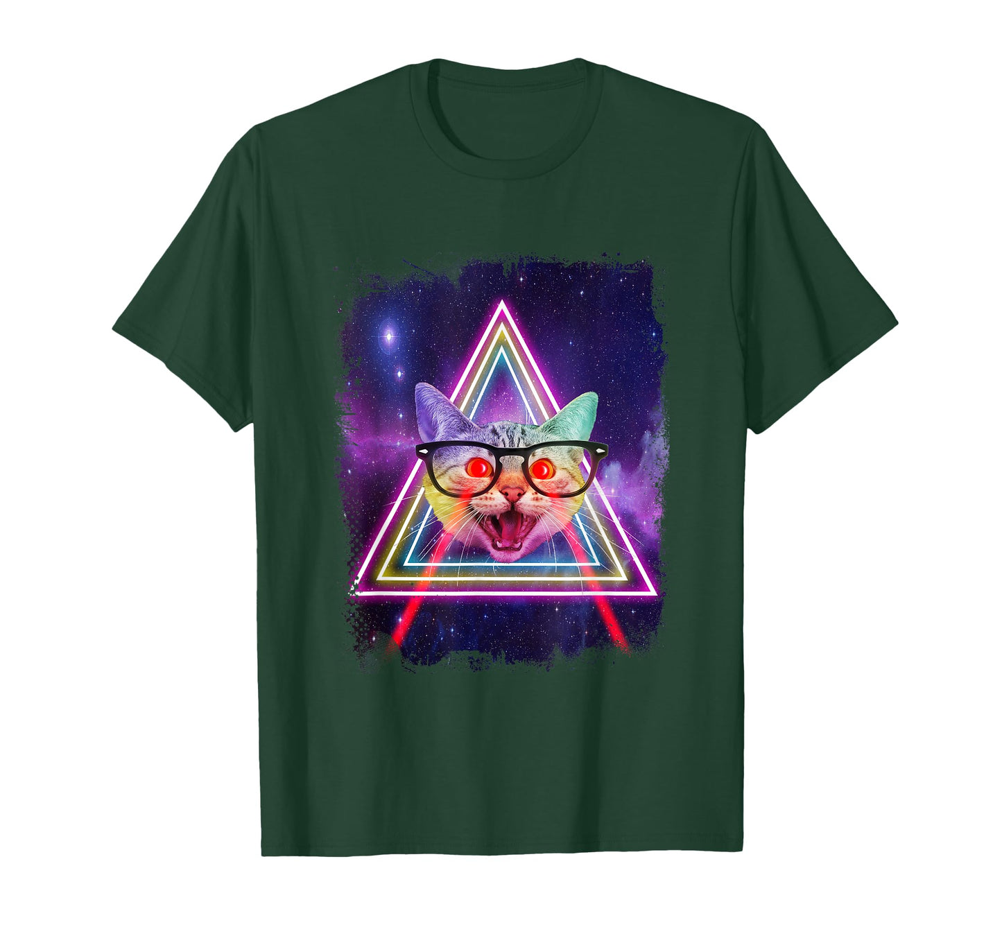 Laser Eyes Space Cat In Galaxy Funny Kitty For Cats Lovers T-Shirt for Men Women Girls Kids